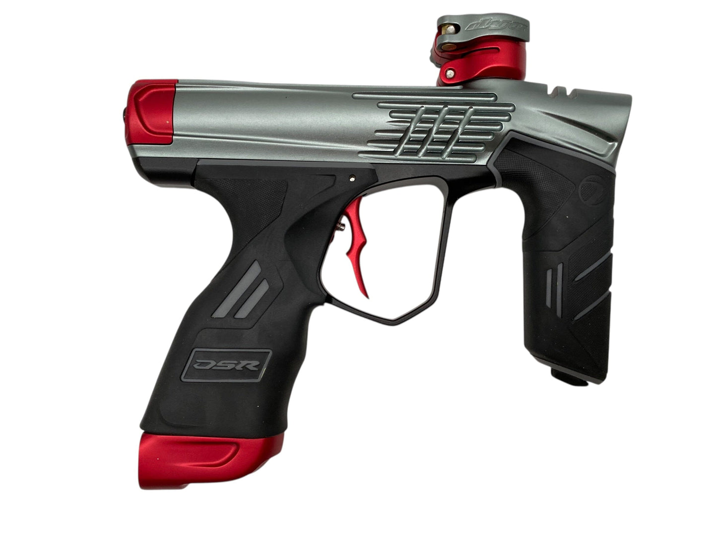 Used Dye Dsr+ Icon Paintball Gun Grey/Red Paintball Gun from CPXBrosPaintball Buy/Sell/Trade Paintball Markers, New Paintball Guns, Paintball Hoppers, Paintball Masks, and Hormesis Headbands