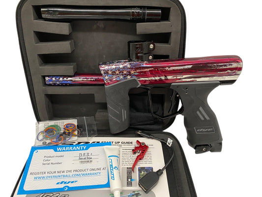 Used Dye Dsr+ Paintball Gun Stars and Stripes IM Pro Kit Paintball Gun from CPXBrosPaintball Buy/Sell/Trade Paintball Markers, New Paintball Guns, Paintball Hoppers, Paintball Masks, and Hormesis Headbands