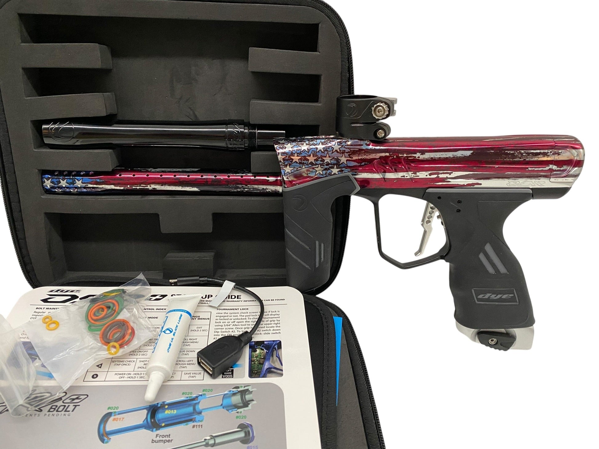 Used Dye Dsr+ Paintball Gun Stars and Stripes Paintball Gun from CPXBrosPaintball Buy/Sell/Trade Paintball Markers, New Paintball Guns, Paintball Hoppers, Paintball Masks, and Hormesis Headbands