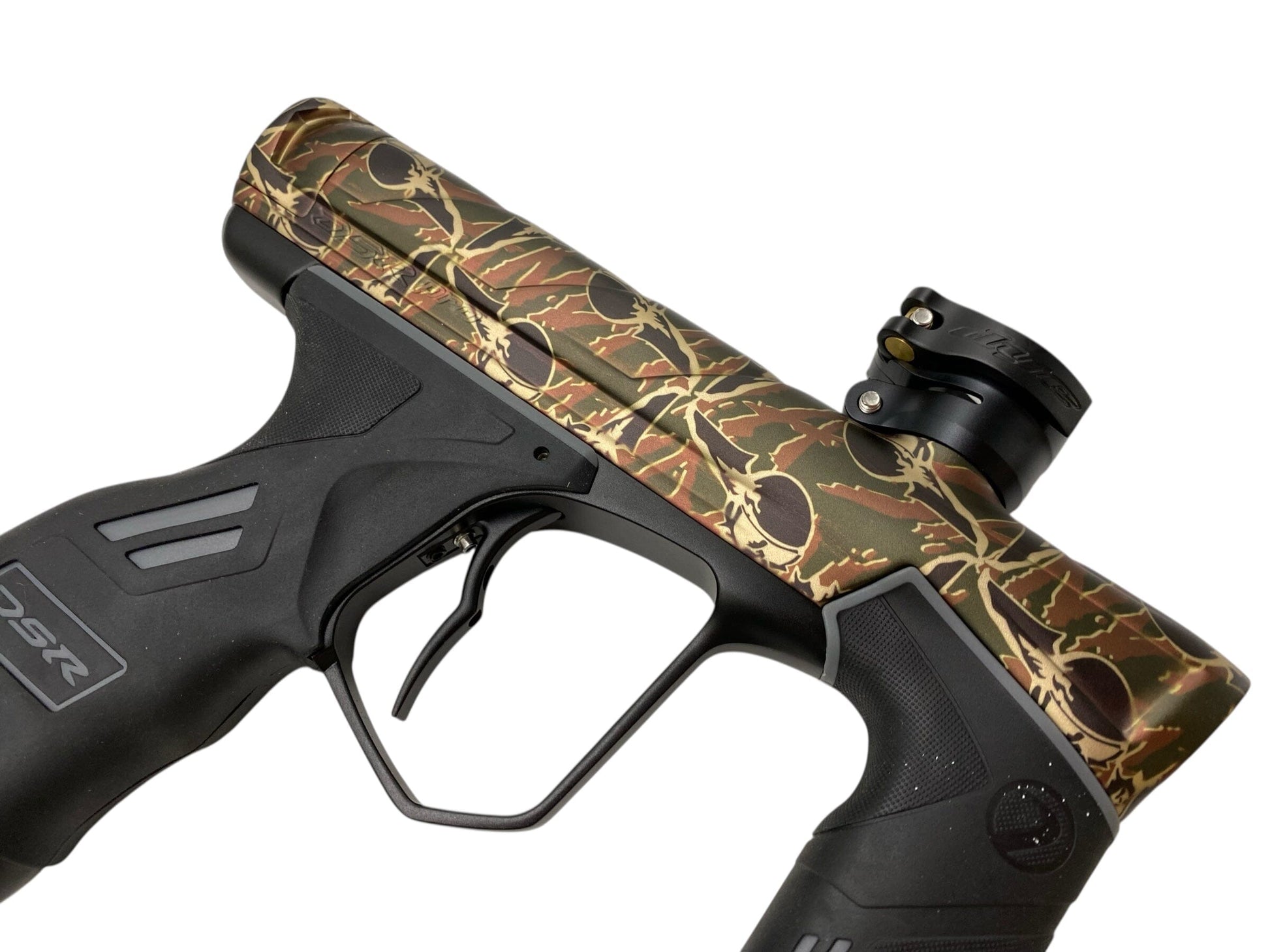 Used Dye DSR Pro Paintball Gun - PGA SANDANA SKULLS Olive Paintball Gun from CPXBrosPaintball Buy/Sell/Trade Paintball Markers, New Paintball Guns, Paintball Hoppers, Paintball Masks, and Hormesis Headbands