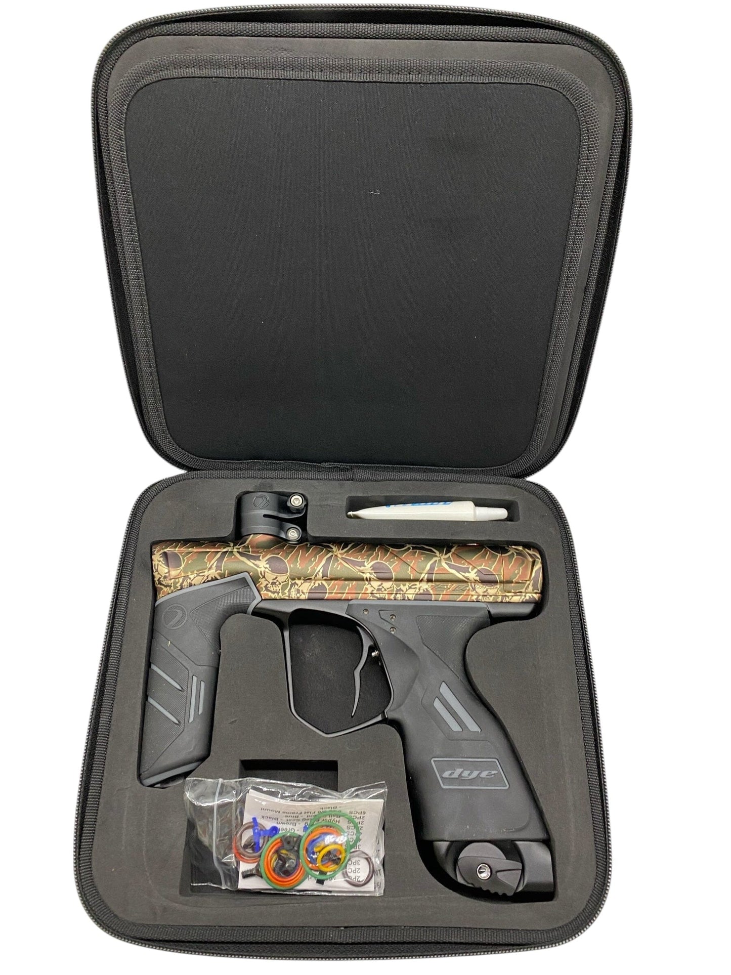 Used Dye DSR Pro Paintball Gun - PGA SANDANA SKULLS Olive Paintball Gun from CPXBrosPaintball Buy/Sell/Trade Paintball Markers, New Paintball Guns, Paintball Hoppers, Paintball Masks, and Hormesis Headbands
