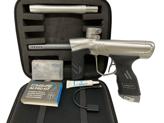 Used Dye DSR+ Silver/Grey Paintball Gun W/ IM PRO KIT Paintball Gun from CPXBrosPaintball Buy/Sell/Trade Paintball Markers, New Paintball Guns, Paintball Hoppers, Paintball Masks, and Hormesis Headbands