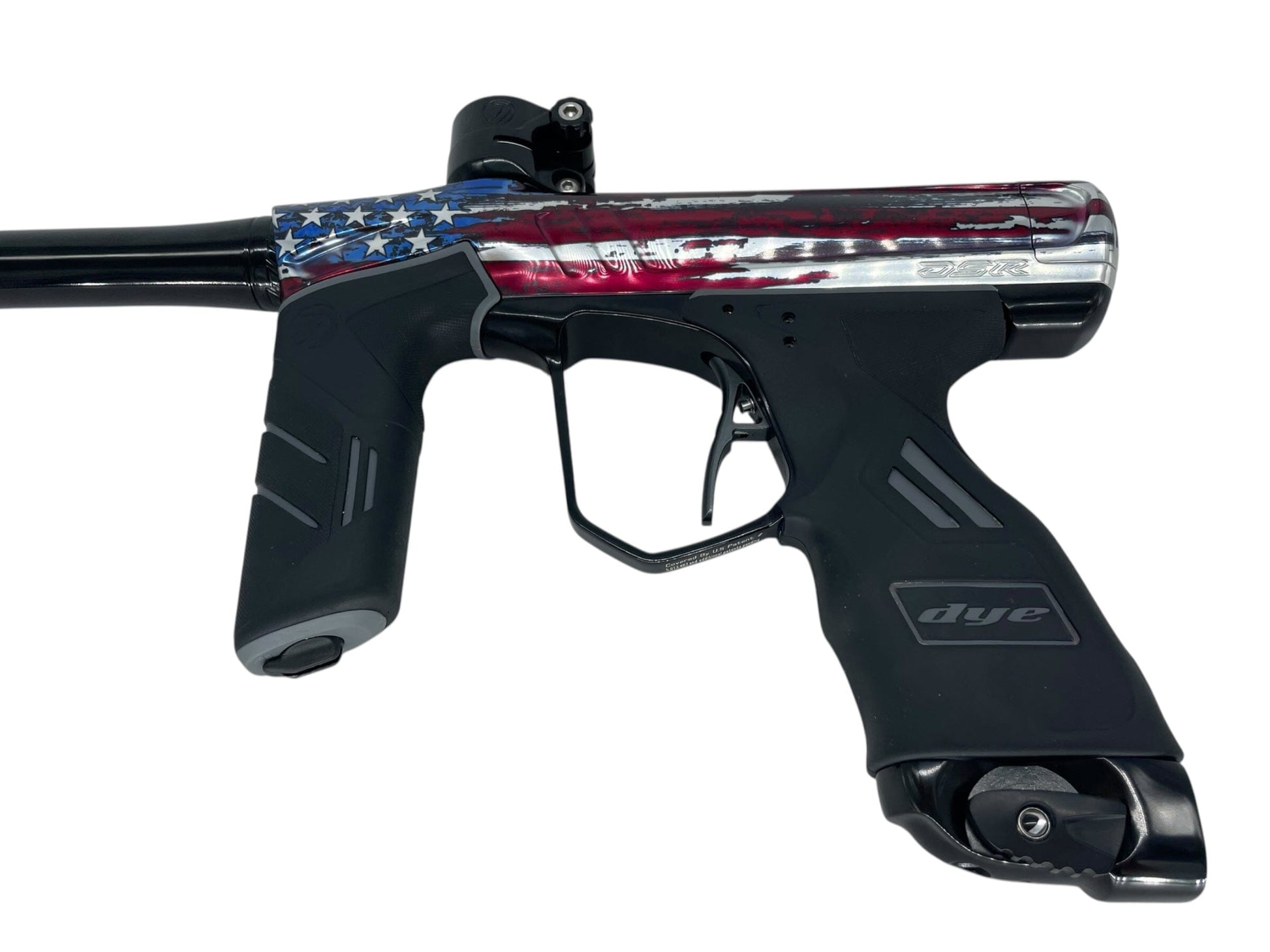 Used Dye DSR+ Stars and Stripes Paintball Gun Upgraded Paintball Gun from CPXBrosPaintball Buy/Sell/Trade Paintball Markers, New Paintball Guns, Paintball Hoppers, Paintball Masks, and Hormesis Headbands