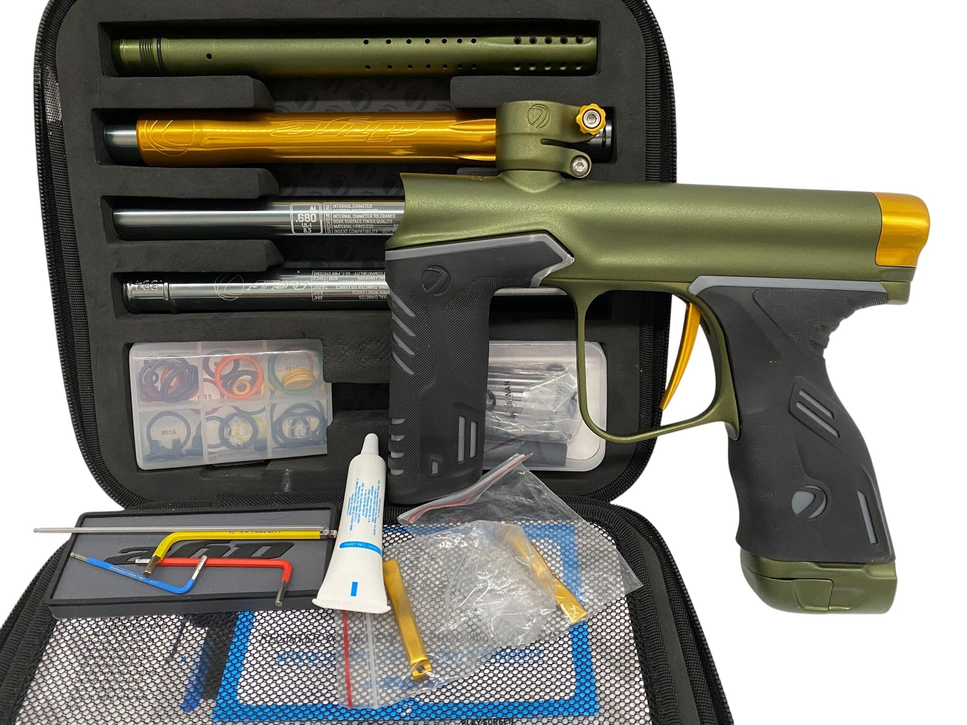 Used DYE FREEFLOW PIPE MXR Green/Gold Paintball Gun (With Updated V3 Parts) Paintball Gun from CPXBrosPaintball Buy/Sell/Trade Paintball Markers, New Paintball Guns, Paintball Hoppers, Paintball Masks, and Hormesis Headbands