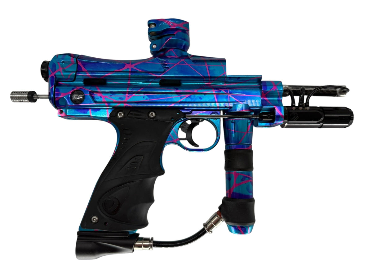 Used Dye Freeflow Reflex Autococker Paintball Gun Gloss Blue Acid Splash Paintball Gun from CPXBrosPaintball Buy/Sell/Trade Paintball Markers, New Paintball Guns, Paintball Hoppers, Paintball Masks, and Hormesis Headbands