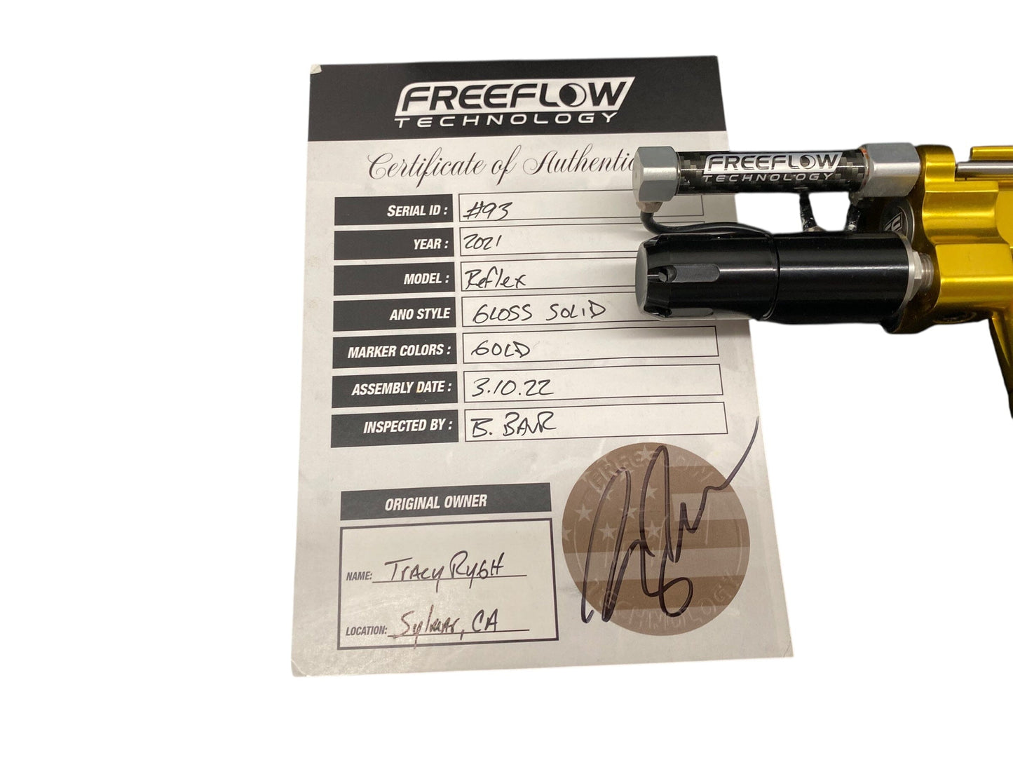 Used Dye Freeflow Reflex Autococker Paintball Gun Gold Paintball Gun from CPXBrosPaintball Buy/Sell/Trade Paintball Markers, New Paintball Guns, Paintball Hoppers, Paintball Masks, and Hormesis Headbands