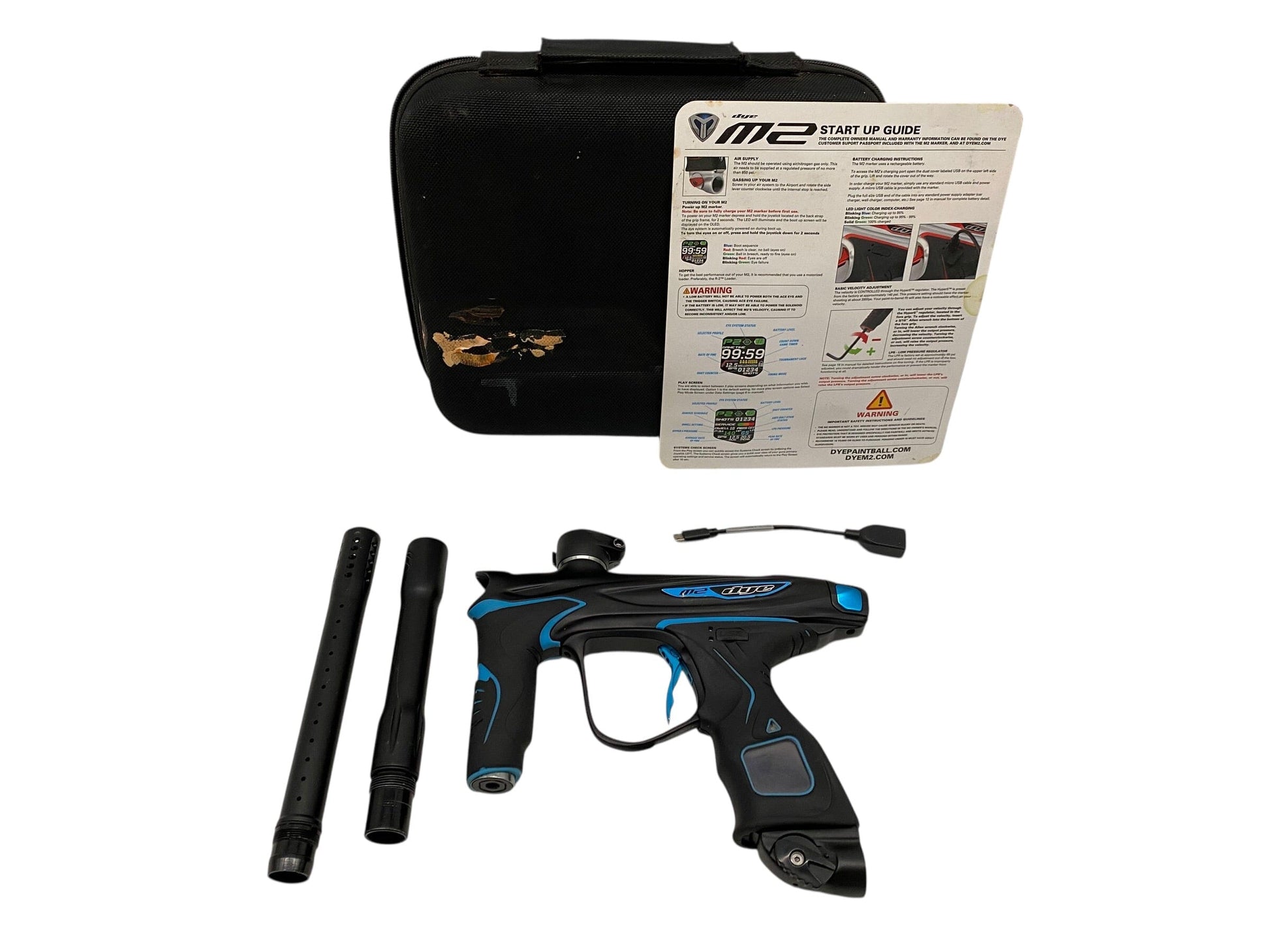 Used Dye M2 Black/Cyan Paintball Gun Paintball Gun from CPXBrosPaintball Buy/Sell/Trade Paintball Markers, New Paintball Guns, Paintball Hoppers, Paintball Masks, and Hormesis Headbands
