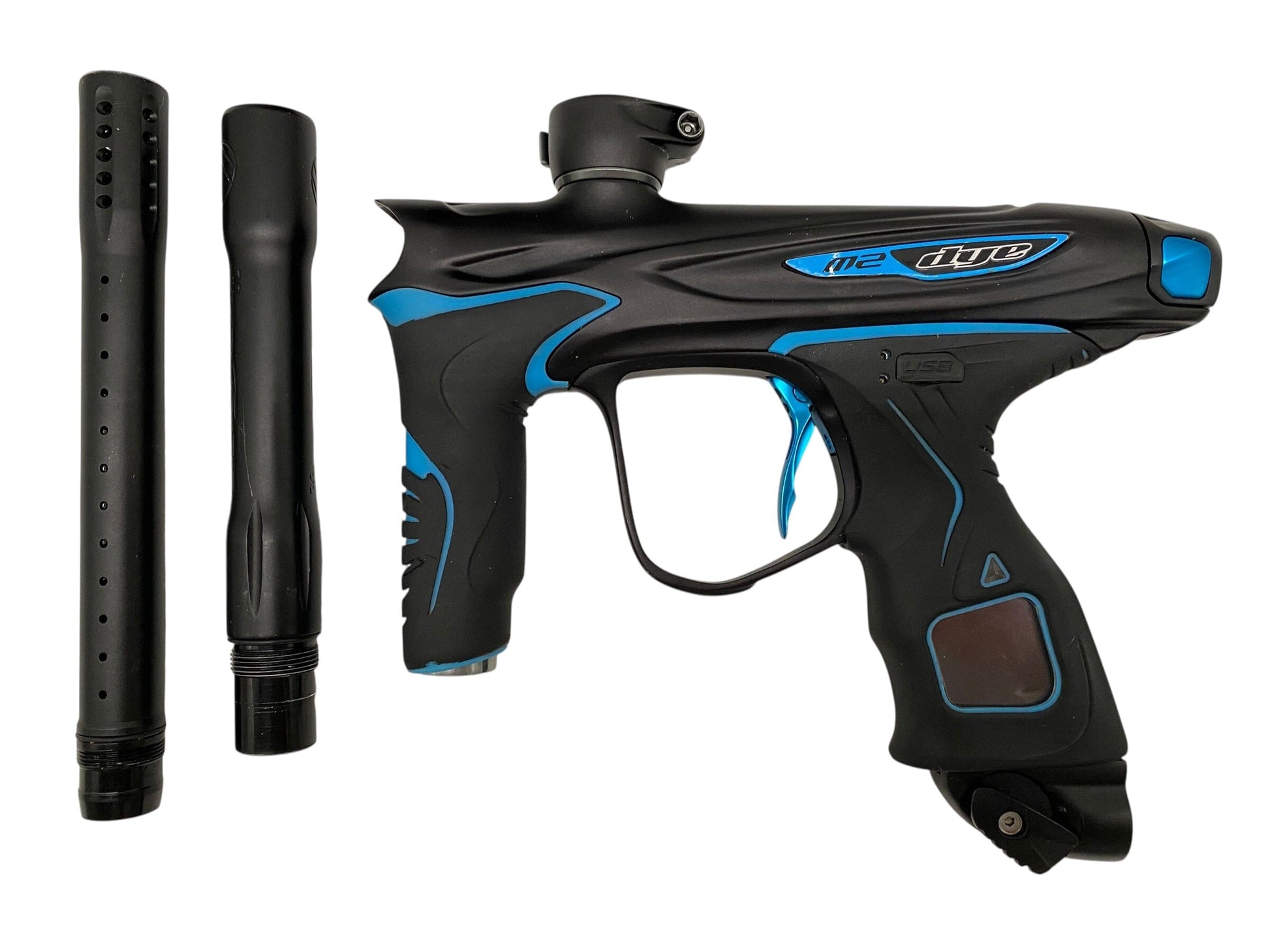 Used Dye M2 Black/Cyan Paintball Gun Paintball Gun from CPXBrosPaintball Buy/Sell/Trade Paintball Markers, New Paintball Guns, Paintball Hoppers, Paintball Masks, and Hormesis Headbands