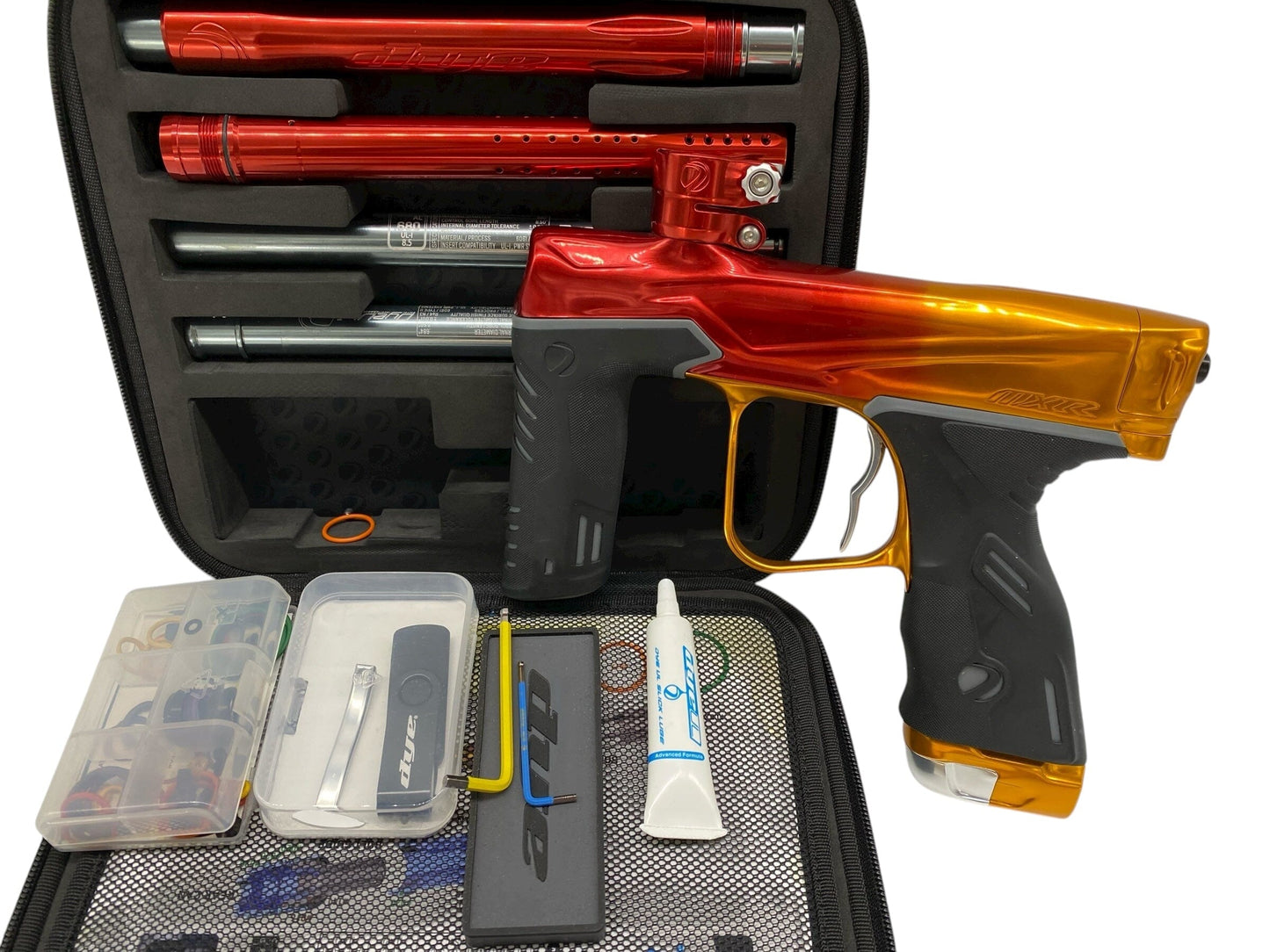 Used Dye MXR Paintball Gun Red/Oarnge Fade Paintball Gun from CPXBrosPaintball Buy/Sell/Trade Paintball Markers, New Paintball Guns, Paintball Hoppers, Paintball Masks, and Hormesis Headbands