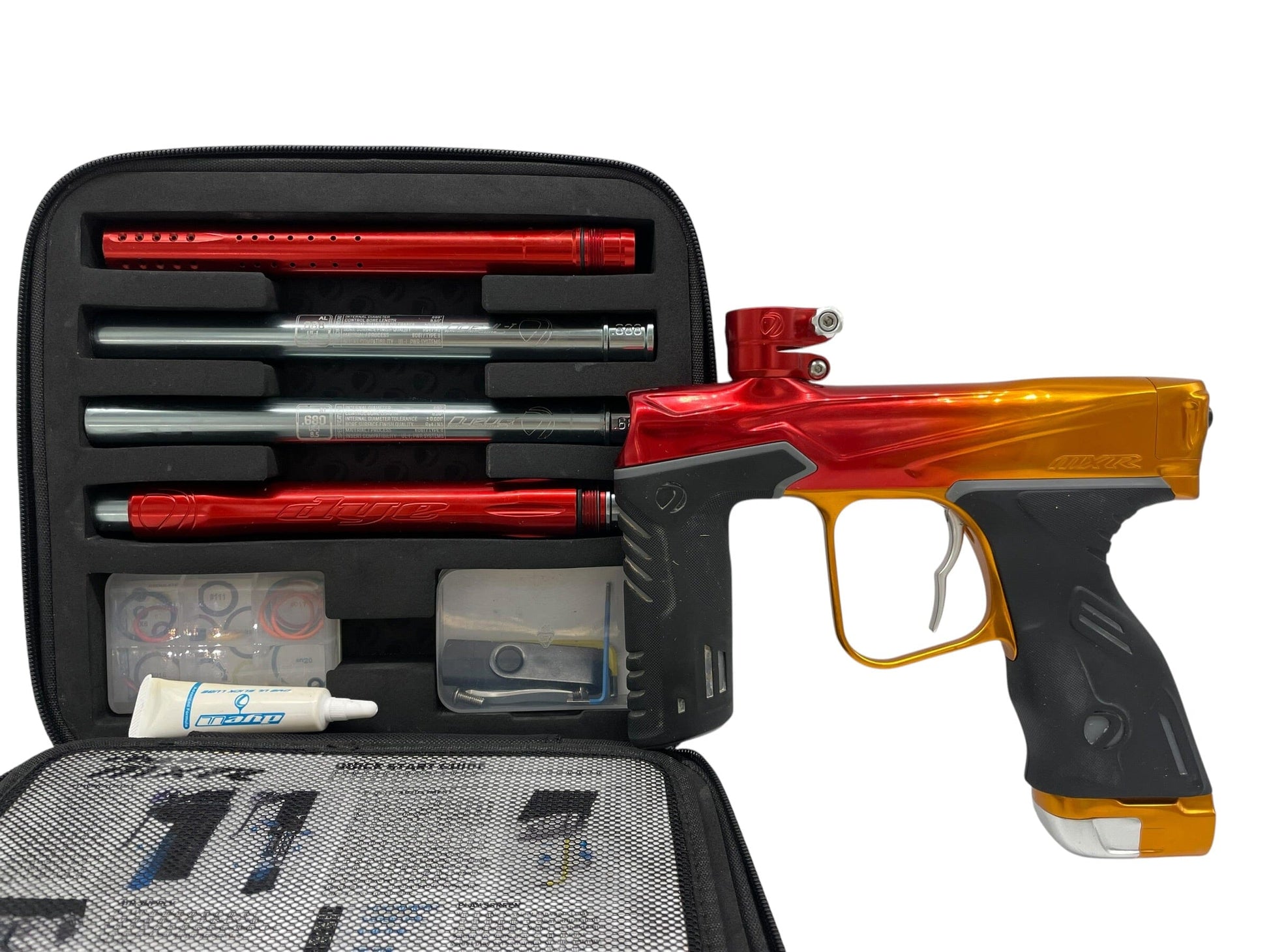Used Dye MXR Sunrise Red/Orange Fade Paintball Gun Paintball Gun from CPXBrosPaintball Buy/Sell/Trade Paintball Markers, New Paintball Guns, Paintball Hoppers, Paintball Masks, and Hormesis Headbands