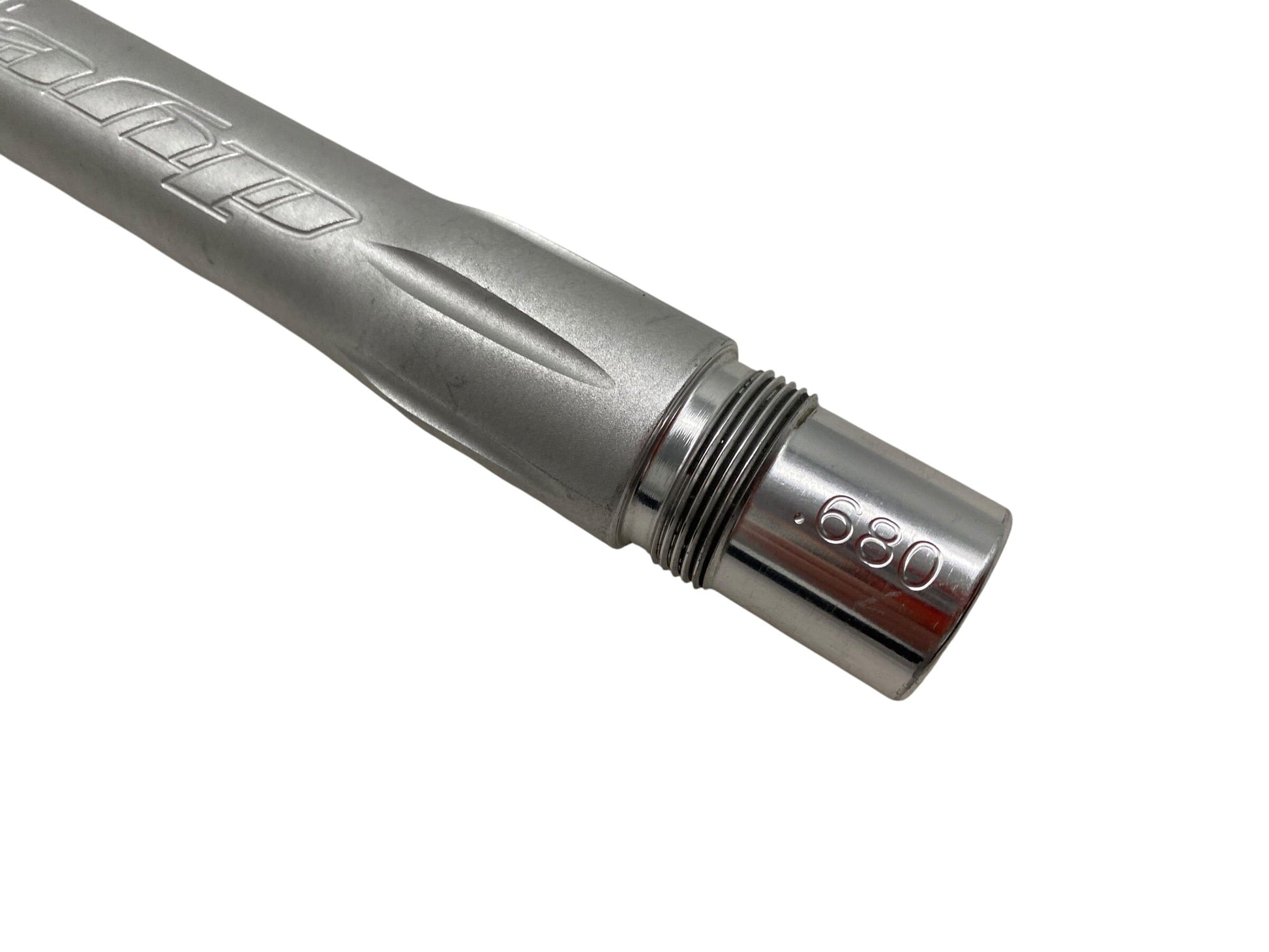 Used Dye UL Barrel Back : AC Thread - .680 : Dust Silver Paintball Gun from CPXBrosPaintball Buy/Sell/Trade Paintball Markers, New Paintball Guns, Paintball Hoppers, Paintball Masks, and Hormesis Headbands