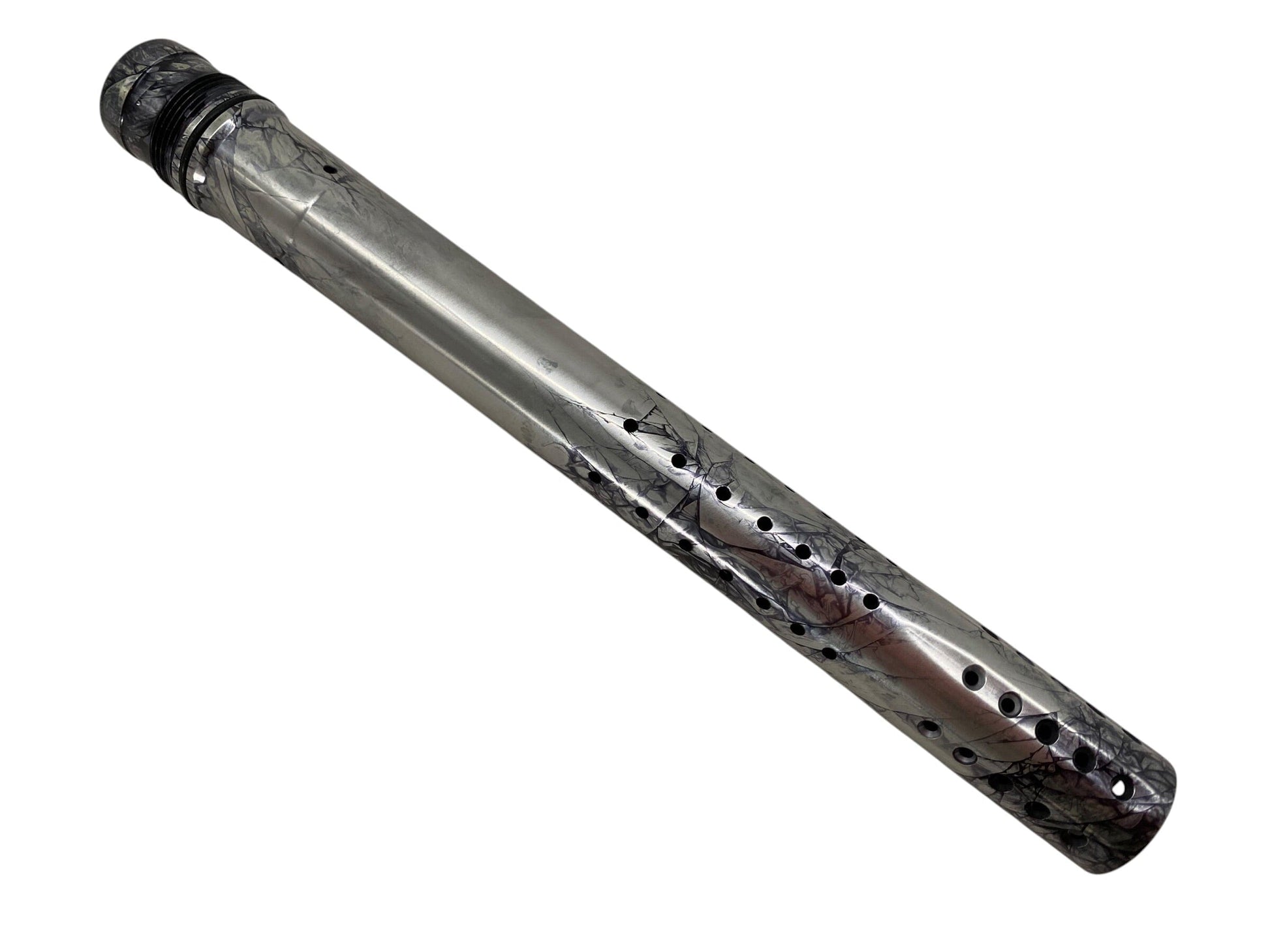 Used Dye UL-I Barrel Tip “14 : Gloss Silver Black Swirl Paintball Gun from CPXBrosPaintball Buy/Sell/Trade Paintball Markers, New Paintball Guns, Paintball Hoppers, Paintball Masks, and Hormesis Headbands