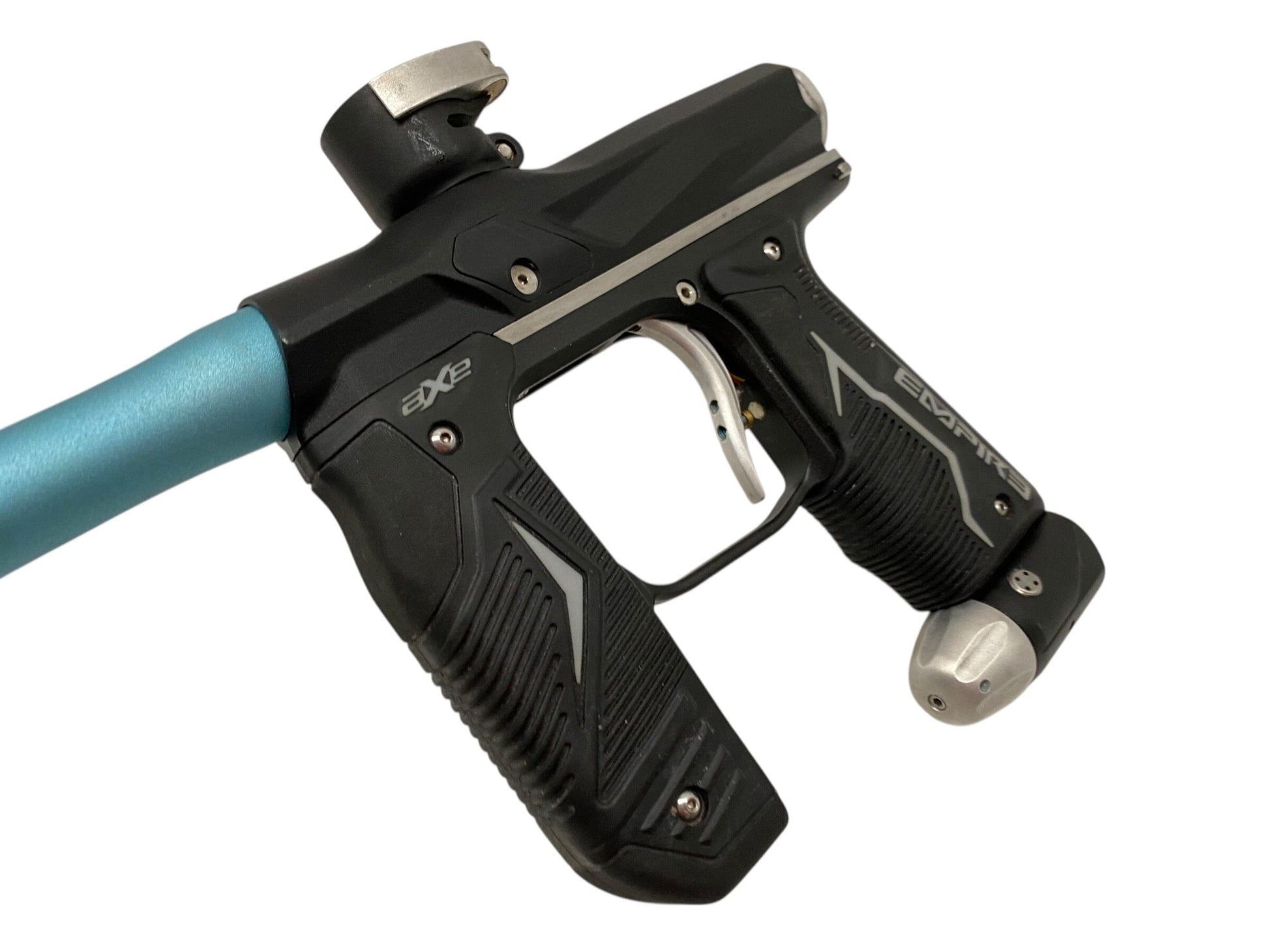 Used Empire Axe 2.0 Black / Silver / Blue Paintball Gun Paintball Gun from CPXBrosPaintball Buy/Sell/Trade Paintball Markers, New Paintball Guns, Paintball Hoppers, Paintball Masks, and Hormesis Headbands