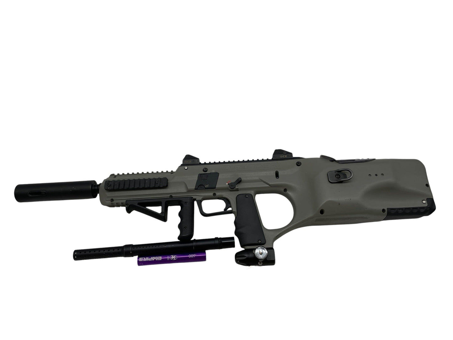Used Empire Defender Grey/Black Electronic Paintball Gun Paintball Gun from CPXBrosPaintball Buy/Sell/Trade Paintball Markers, New Paintball Guns, Paintball Hoppers, Paintball Masks, and Hormesis Headbands