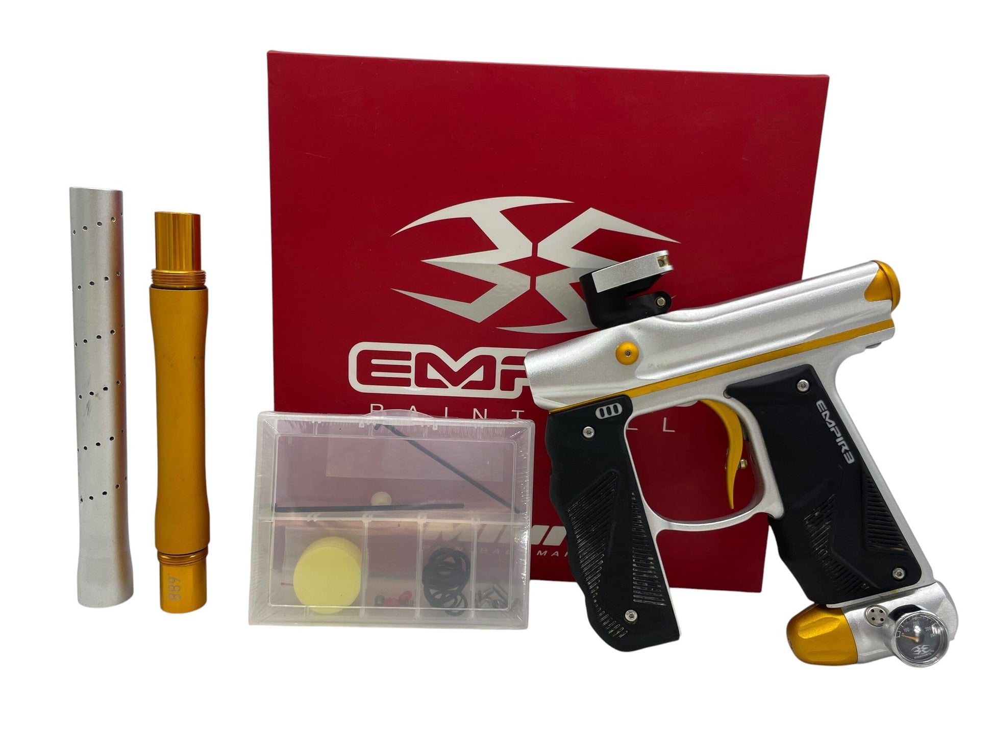Used Empire Mini GS Silver/Gold Paintball Gun Paintball Gun from CPXBrosPaintball Buy/Sell/Trade Paintball Markers, New Paintball Guns, Paintball Hoppers, Paintball Masks, and Hormesis Headbands