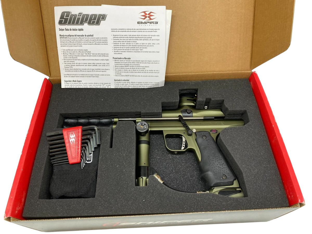 Used Empire Sniper Pump Paintball Gun Olive Paintball Gun from CPXBrosPaintball Buy/Sell/Trade Paintball Markers, New Paintball Guns, Paintball Hoppers, Paintball Masks, and Hormesis Headbands