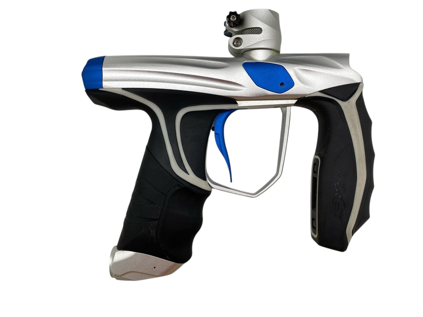 Used Empire Syx 1.5 Paintball Gun Silver/Blue Paintball Gun from CPXBrosPaintball Buy/Sell/Trade Paintball Markers, New Paintball Guns, Paintball Hoppers, Paintball Masks, and Hormesis Headbands