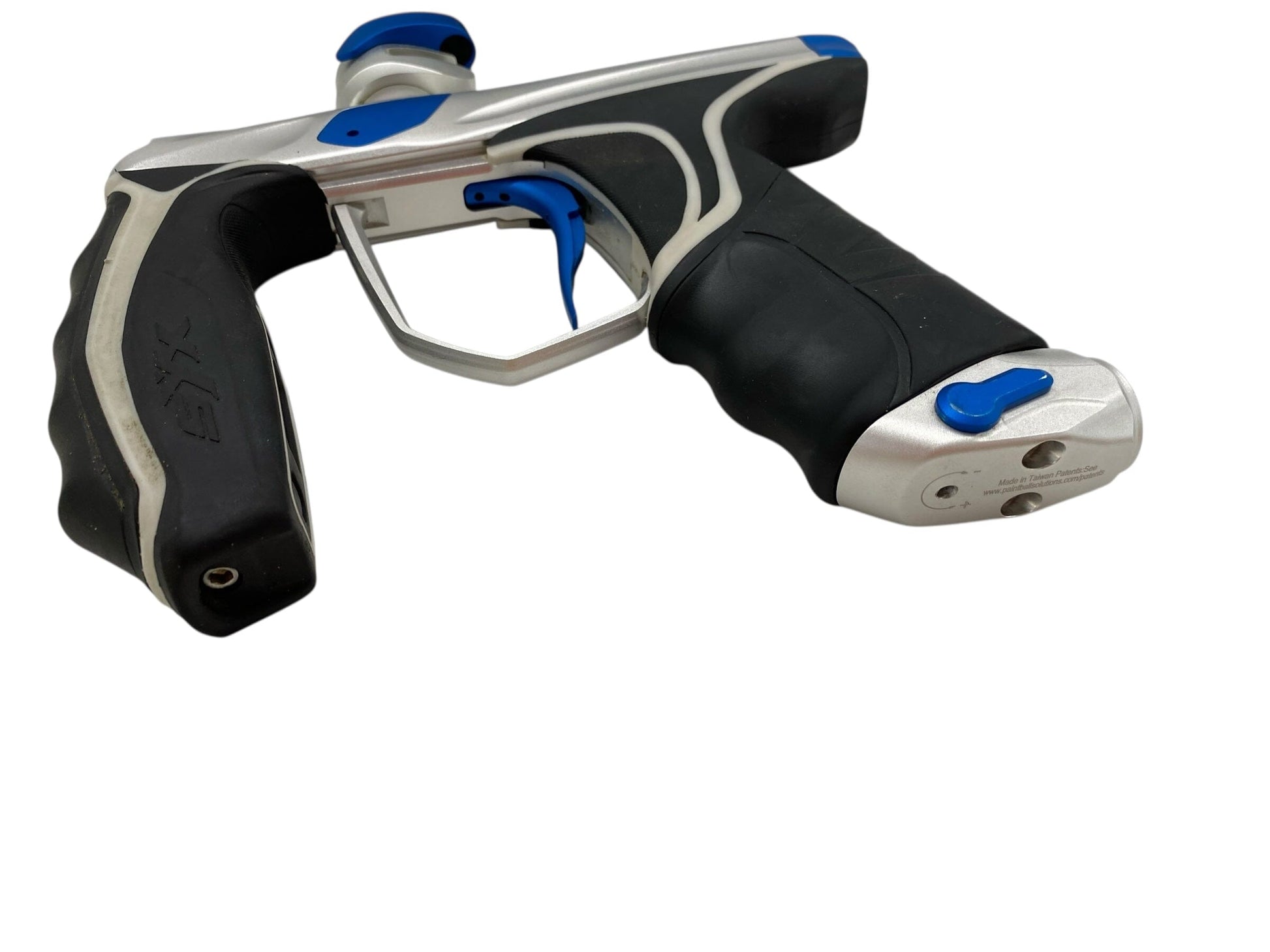 Used Empire Syx 1.5 Paintball Gun Silver/Blue Paintball Gun from CPXBrosPaintball Buy/Sell/Trade Paintball Markers, New Paintball Guns, Paintball Hoppers, Paintball Masks, and Hormesis Headbands