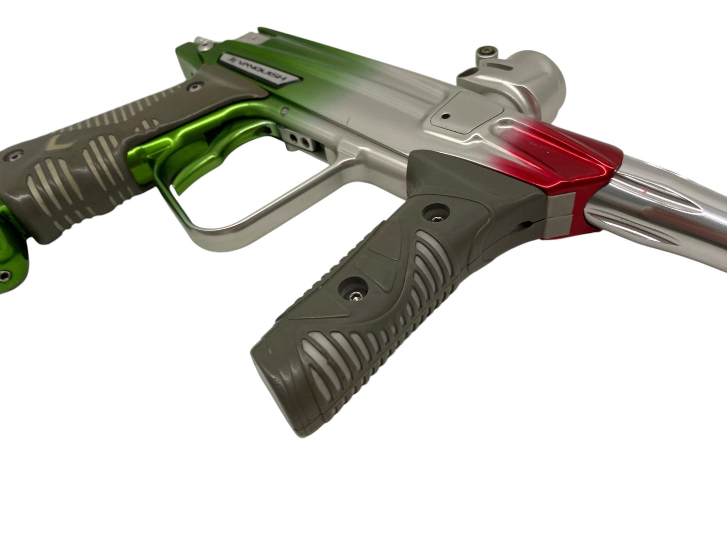 Used Empire Vanquish Green Silver Red Fade Paintball Gun Paintball Gun from CPXBrosPaintball Buy/Sell/Trade Paintball Markers, New Paintball Guns, Paintball Hoppers, Paintball Masks, and Hormesis Headbands