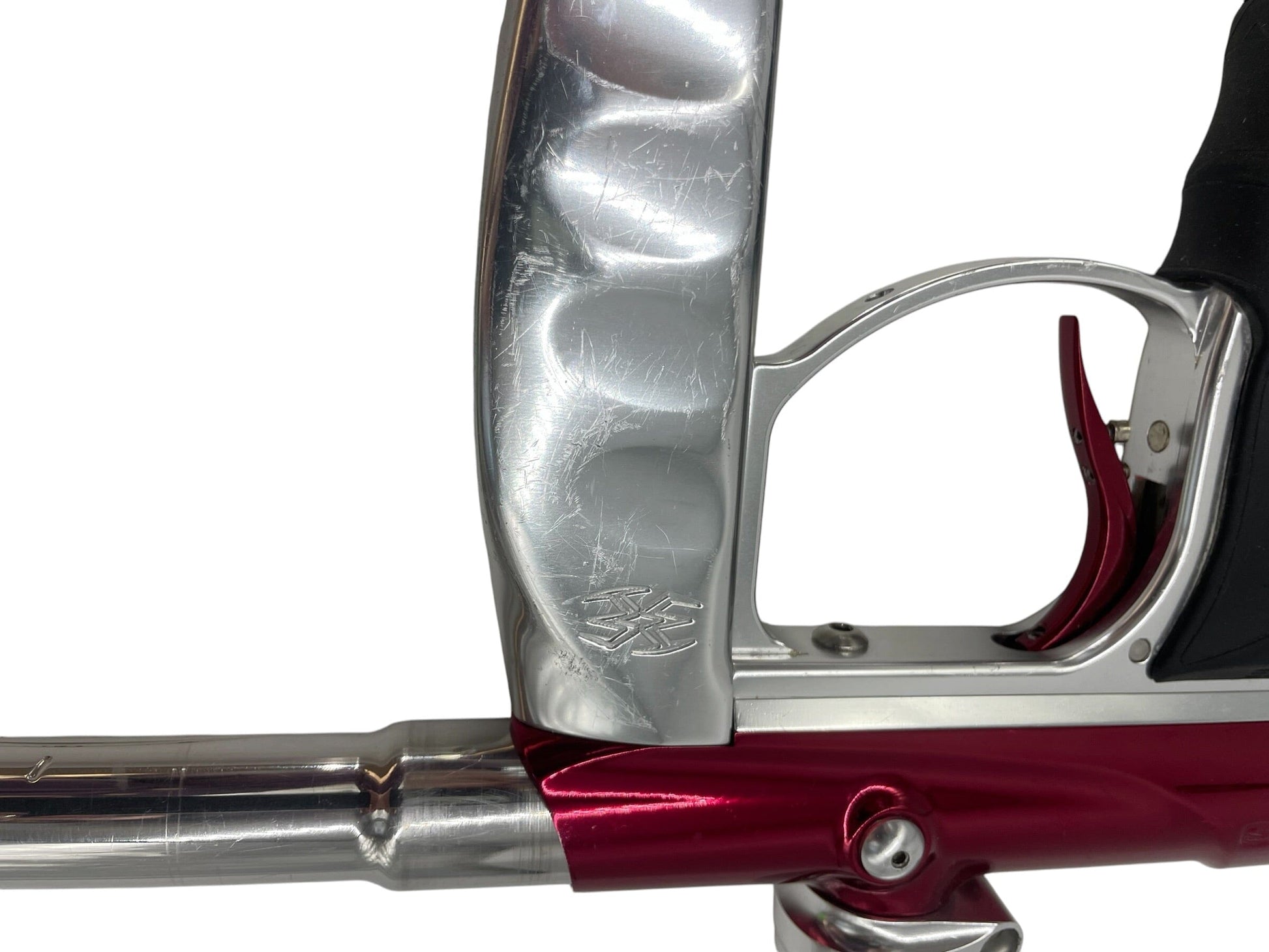 Used EMPIRE VICIOUS AXE RED/SILVER PAINTBALL GUN Paintball Gun from CPXBrosPaintball Buy/Sell/Trade Paintball Markers, New Paintball Guns, Paintball Hoppers, Paintball Masks, and Hormesis Headbands