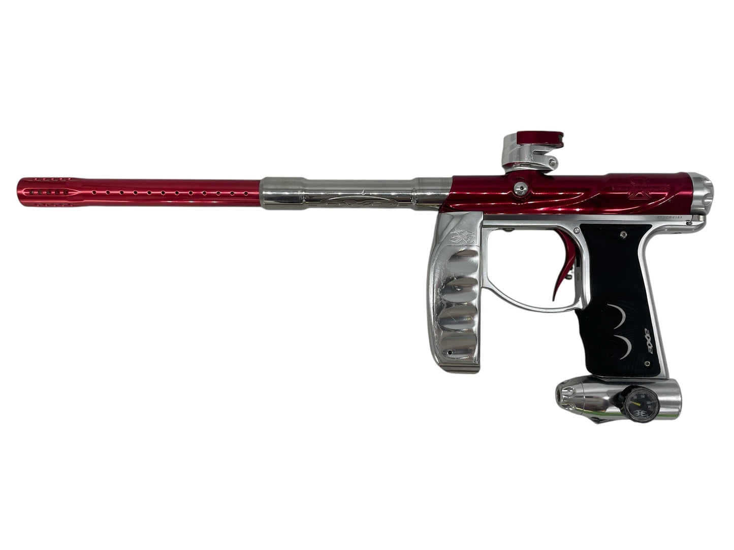 Used EMPIRE VICIOUS AXE RED/SILVER PAINTBALL GUN Paintball Gun from CPXBrosPaintball Buy/Sell/Trade Paintball Markers, New Paintball Guns, Paintball Hoppers, Paintball Masks, and Hormesis Headbands