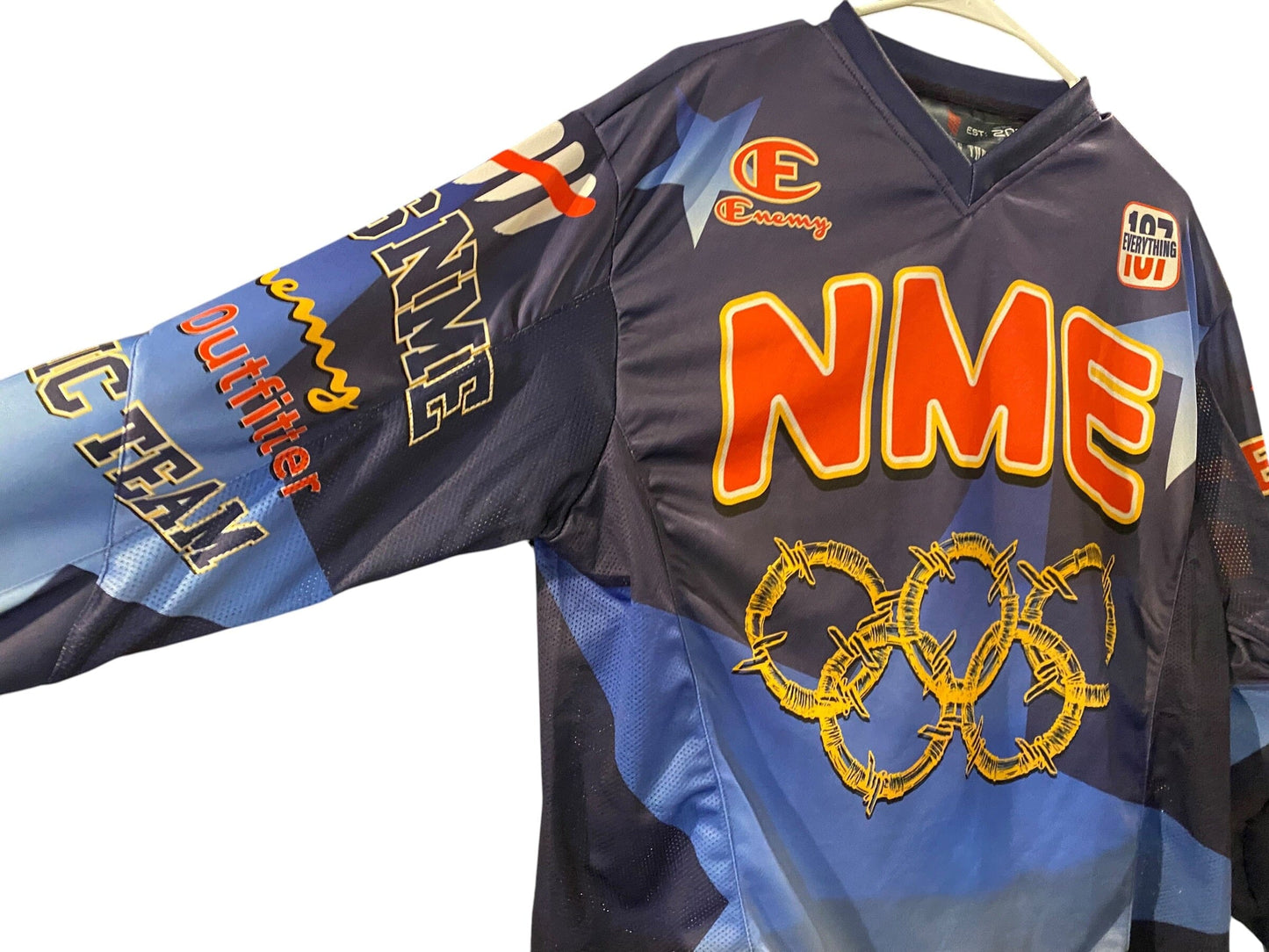 Used ENEMY OF THE STATE “NME Olympic” Paintball Jersey : Size SMALL Paintball Gun from CPXBrosPaintball Buy/Sell/Trade Paintball Markers, New Paintball Guns, Paintball Hoppers, Paintball Masks, and Hormesis Headbands
