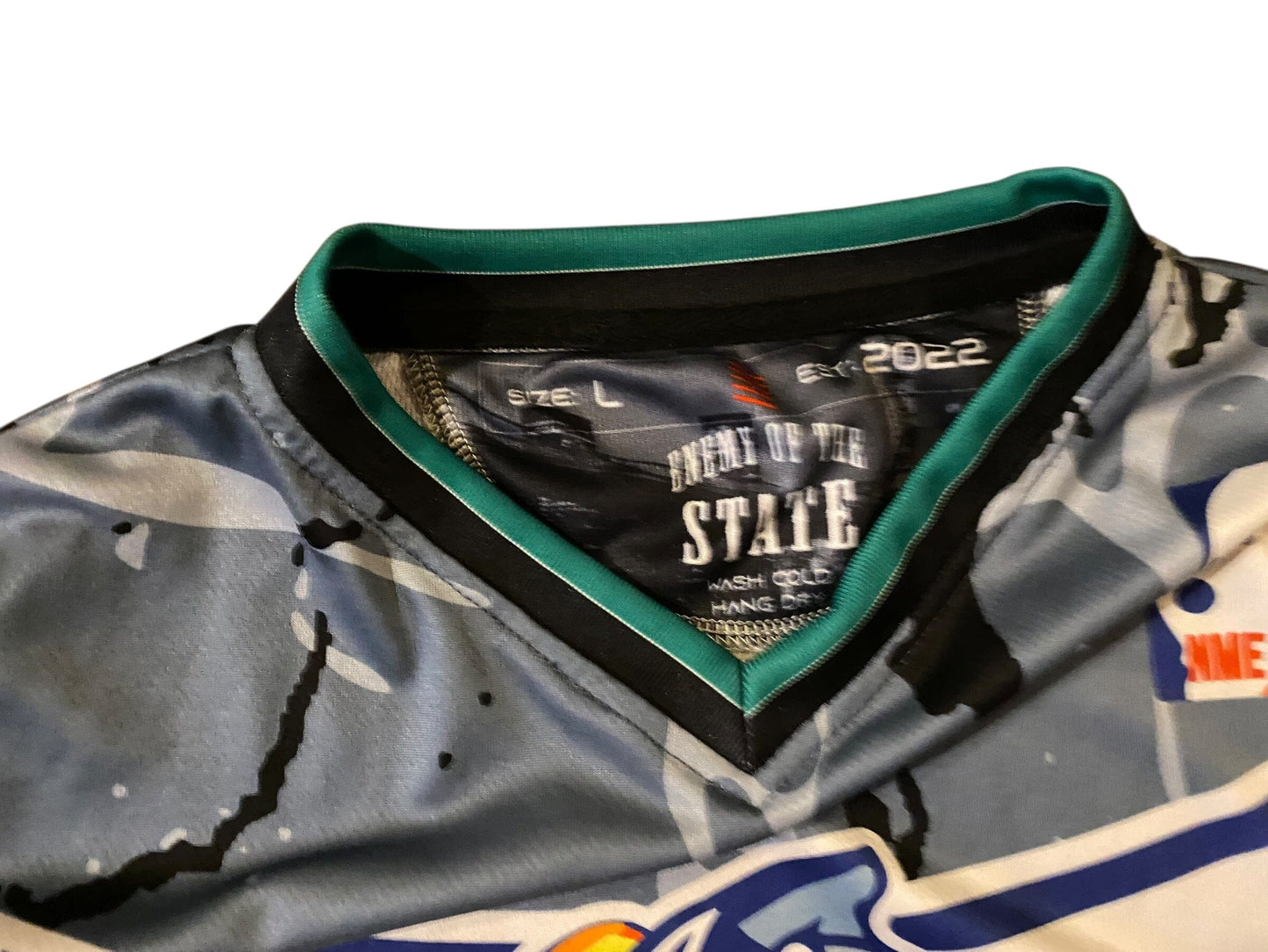 Used ENEMY OF THE STATE Paintball Jersey : size LARGE Paintball Gun from CPXBrosPaintball Buy/Sell/Trade Paintball Markers, New Paintball Guns, Paintball Hoppers, Paintball Masks, and Hormesis Headbands