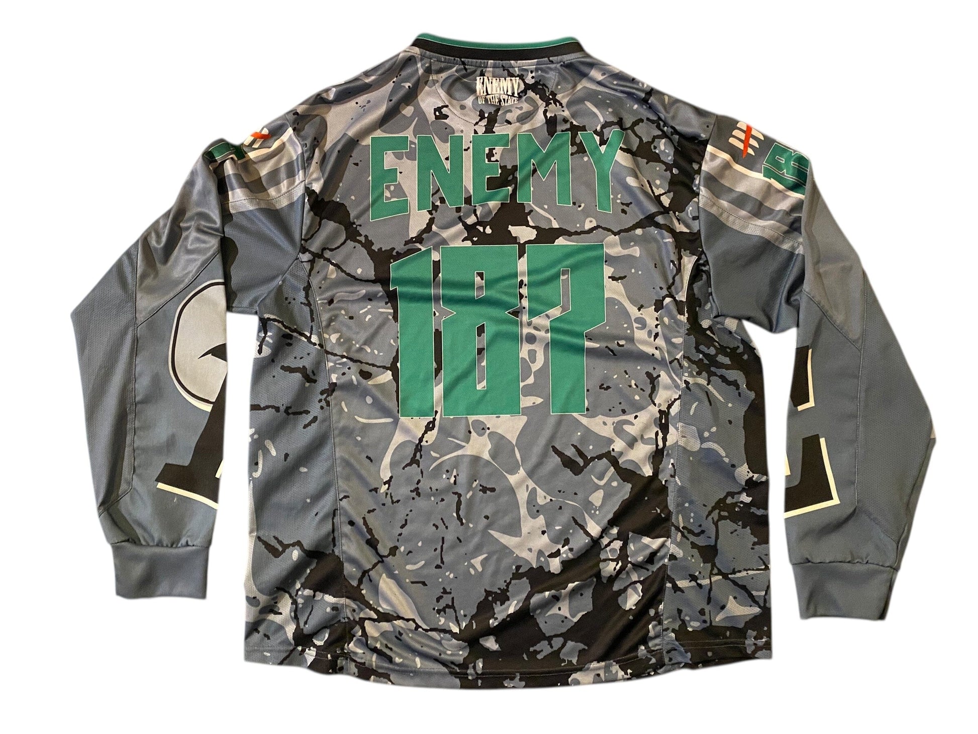 Used ENEMY OF THE STATE Paintball Jersey : size LARGE Paintball Gun from CPXBrosPaintball Buy/Sell/Trade Paintball Markers, New Paintball Guns, Paintball Hoppers, Paintball Masks, and Hormesis Headbands