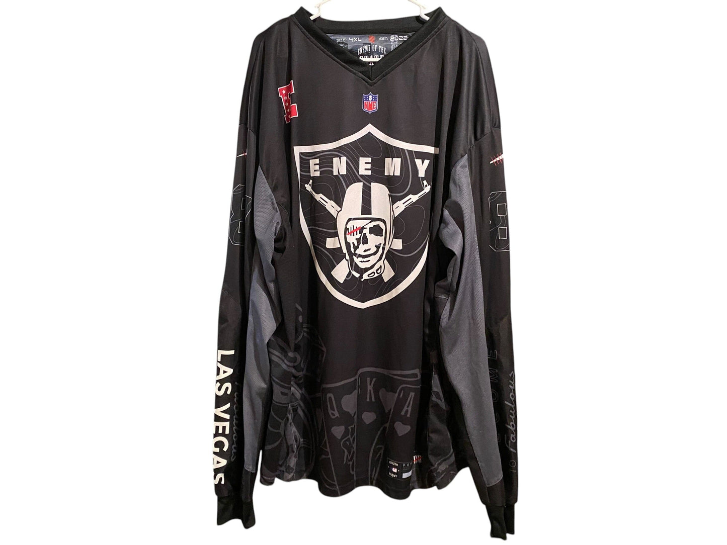 Used ENEMY OF THE STATE "Raiders" Paintball Jersey : Size 4XL Paintball Gun from CPXBrosPaintball Buy/Sell/Trade Paintball Markers, New Paintball Guns, Paintball Hoppers, Paintball Masks, and Hormesis Headbands