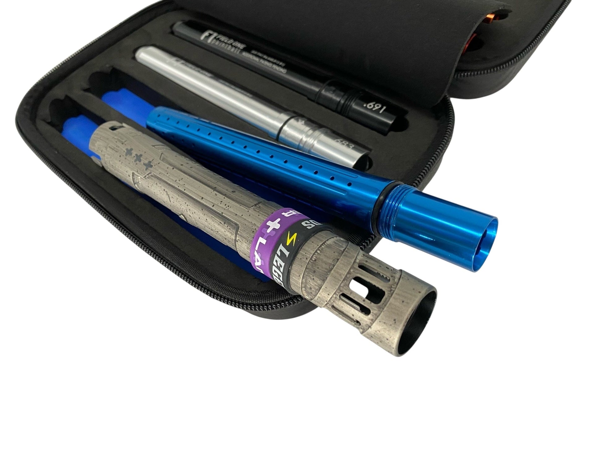 Used Field One Legends Acculock 8 Piece Barrel Kit - Autococker Threaded - Oliver Lang Dust Blue Paintball Gun from CPXBrosPaintball Buy/Sell/Trade Paintball Markers, New Paintball Guns, Paintball Hoppers, Paintball Masks, and Hormesis Headbands