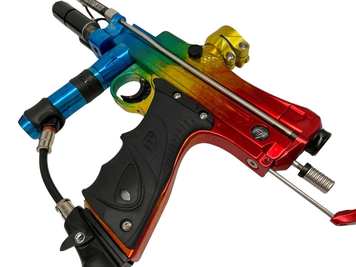 Used Freeflow Dye Reflex Autococker Raindbow Fade Paintball Gun Paintball Gun from CPXBrosPaintball Buy/Sell/Trade Paintball Markers, New Paintball Guns, Paintball Hoppers, Paintball Masks, and Hormesis Headbands