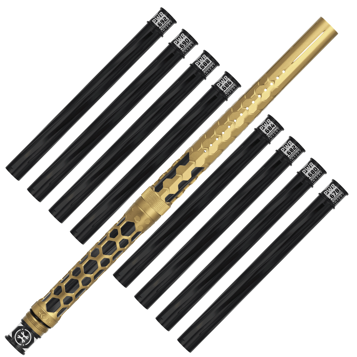 Used Hex PWR Barrel Kit - Gold - Black Inserts Paintball Gun from HK Army Clothing Buy/Sell/Trade Paintball Markers, New Paintball Guns, Paintball Hoppers, Paintball Masks, and Hormesis Headbands