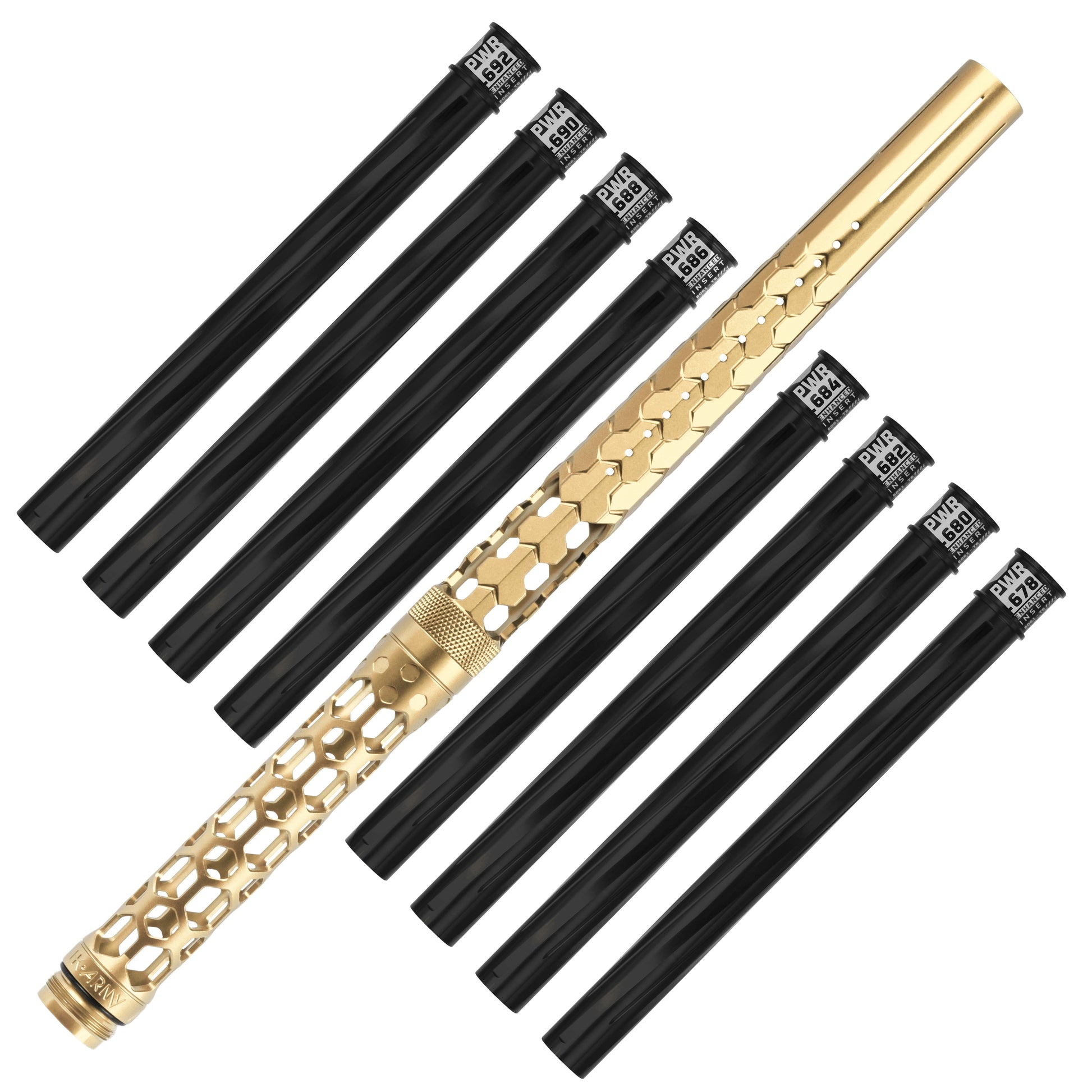 Used Hex PWR Barrel Kit - Gold - Black Inserts Paintball Gun from HK Army Clothing Buy/Sell/Trade Paintball Markers, New Paintball Guns, Paintball Hoppers, Paintball Masks, and Hormesis Headbands