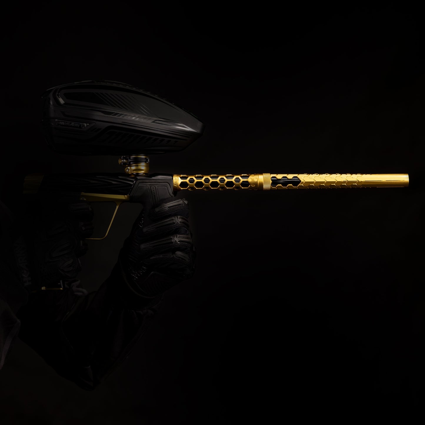 Used Hex PWR Barrel Kit - Gold - Black Inserts Paintball Gun from HK Army Clothing Buy/Sell/Trade Paintball Markers, New Paintball Guns, Paintball Hoppers, Paintball Masks, and Hormesis Headbands