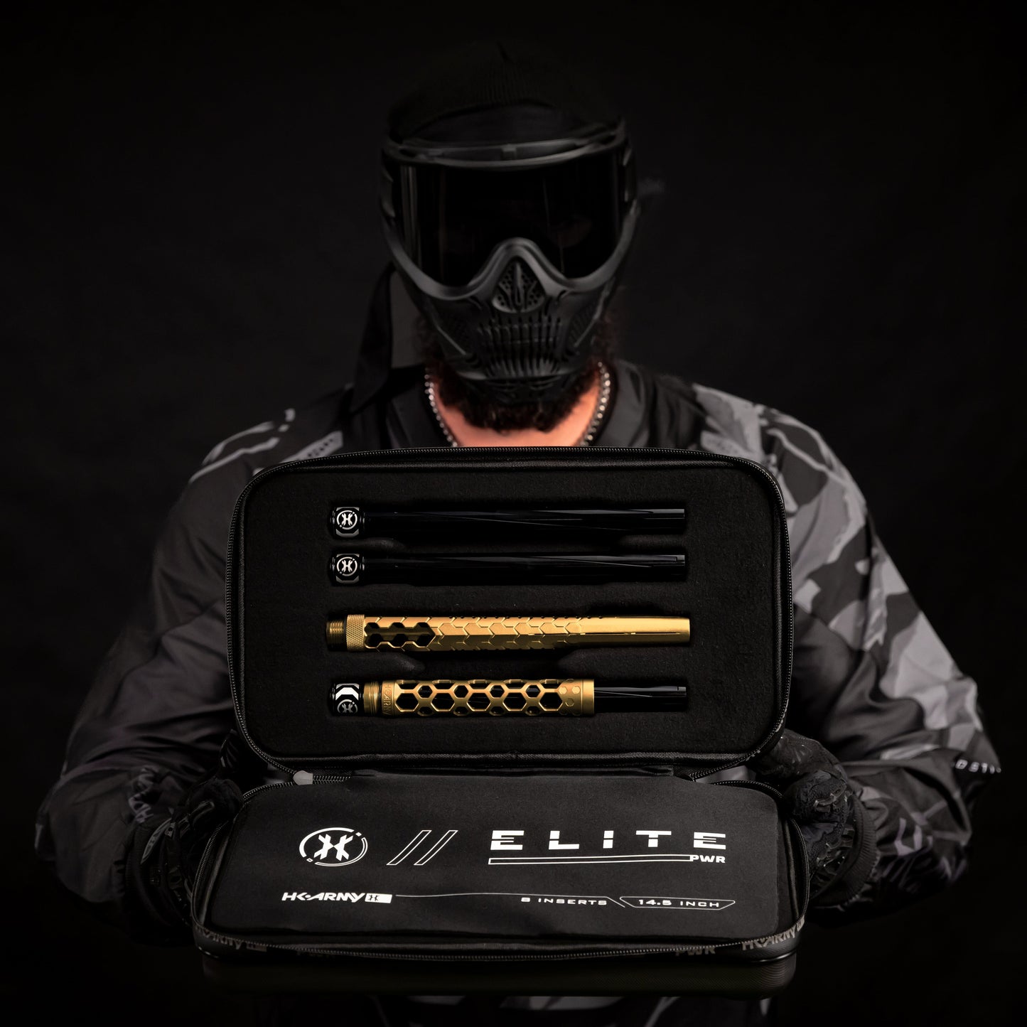 Used Hex PWR Barrel Kit - Gold - Black Inserts Paintball Gun from HK Army Clothing Buy/Sell/Trade Paintball Markers, New Paintball Guns, Paintball Hoppers, Paintball Masks, and Hormesis Headbands
