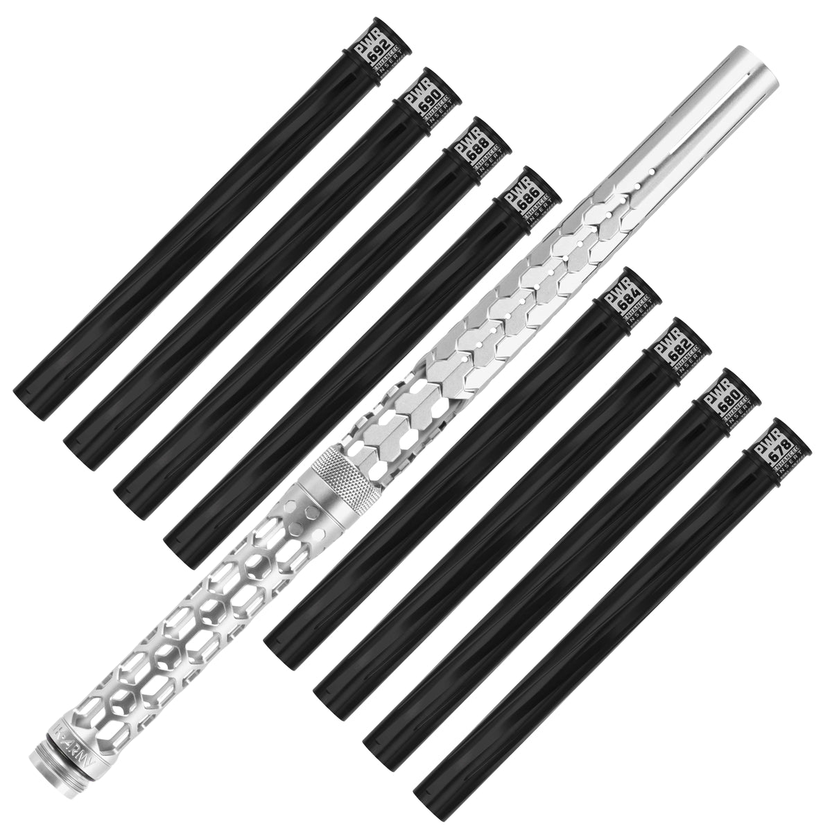 Used Hex PWR Barrel Kit - Silver - Black Inserts Paintball Gun from HK Army Clothing Buy/Sell/Trade Paintball Markers, New Paintball Guns, Paintball Hoppers, Paintball Masks, and Hormesis Headbands