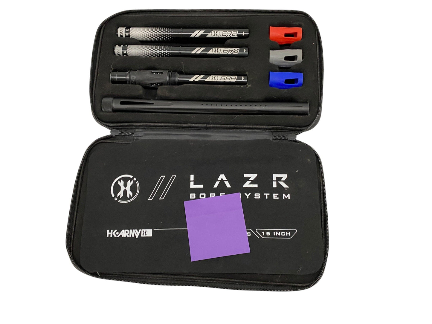 Used HK Army 15" LAZR Barrel Kit Black Inserts - Black/Black Cocker Threads Paintball Gun from CPXBrosPaintball Buy/Sell/Trade Paintball Markers, New Paintball Guns, Paintball Hoppers, Paintball Masks, and Hormesis Headbands