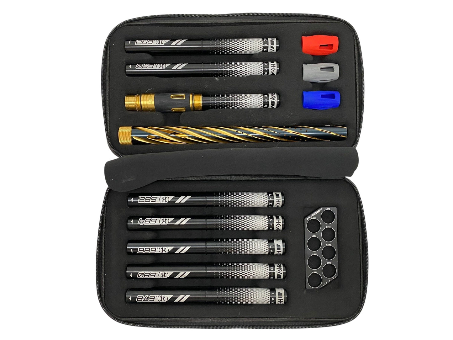 Used HK Army 15" LAZR Elite Orbit Barrel Kit Black Inserts - Black/Gold - Luxe Threads Paintball Gun from CPXBrosPaintball Buy/Sell/Trade Paintball Markers, New Paintball Guns, Paintball Hoppers, Paintball Masks, and Hormesis Headbands