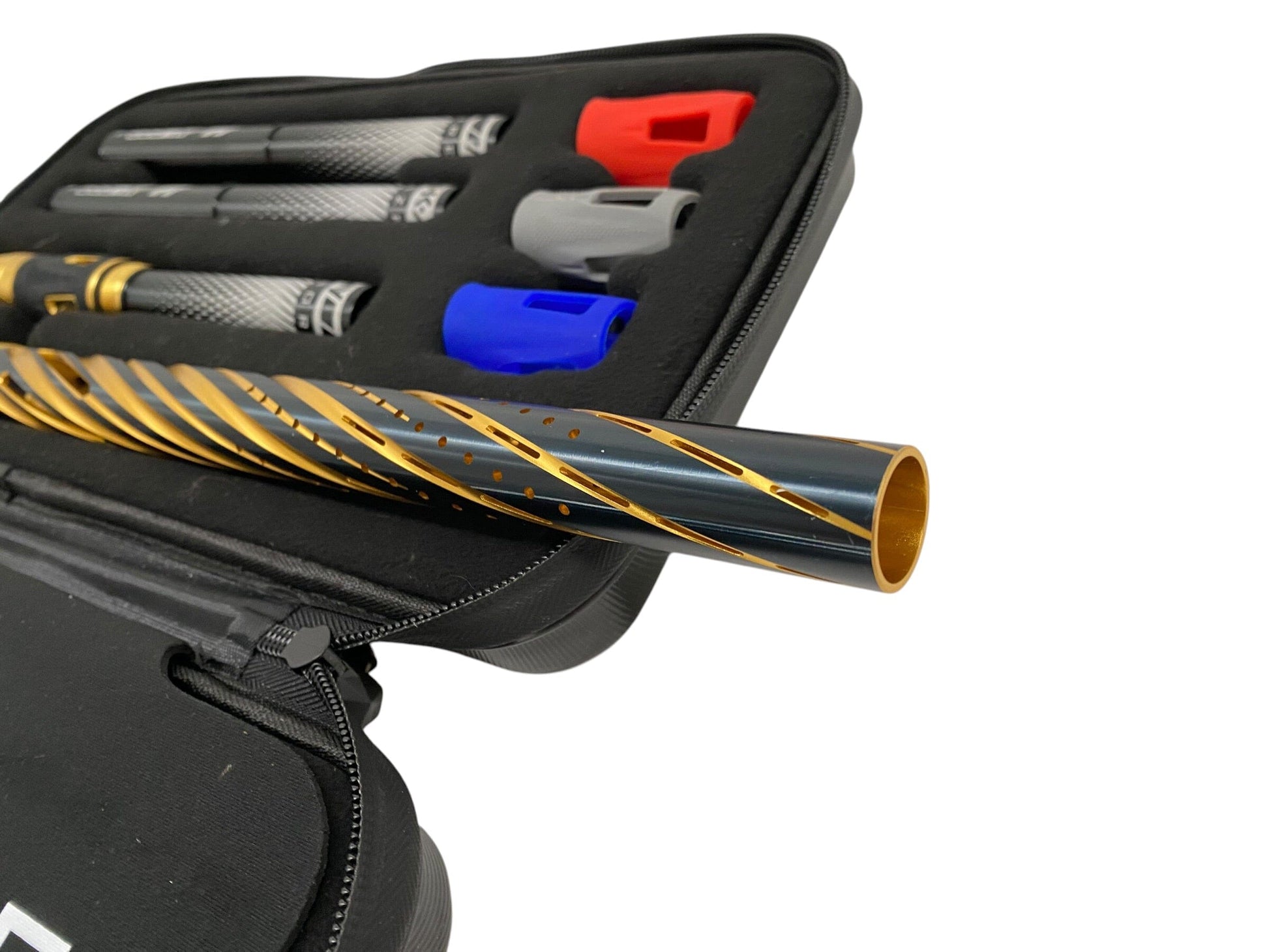 Used HK Army 15" LAZR Elite Orbit Barrel Kit Black Inserts - Black/Gold - Luxe Threads Paintball Gun from CPXBrosPaintball Buy/Sell/Trade Paintball Markers, New Paintball Guns, Paintball Hoppers, Paintball Masks, and Hormesis Headbands