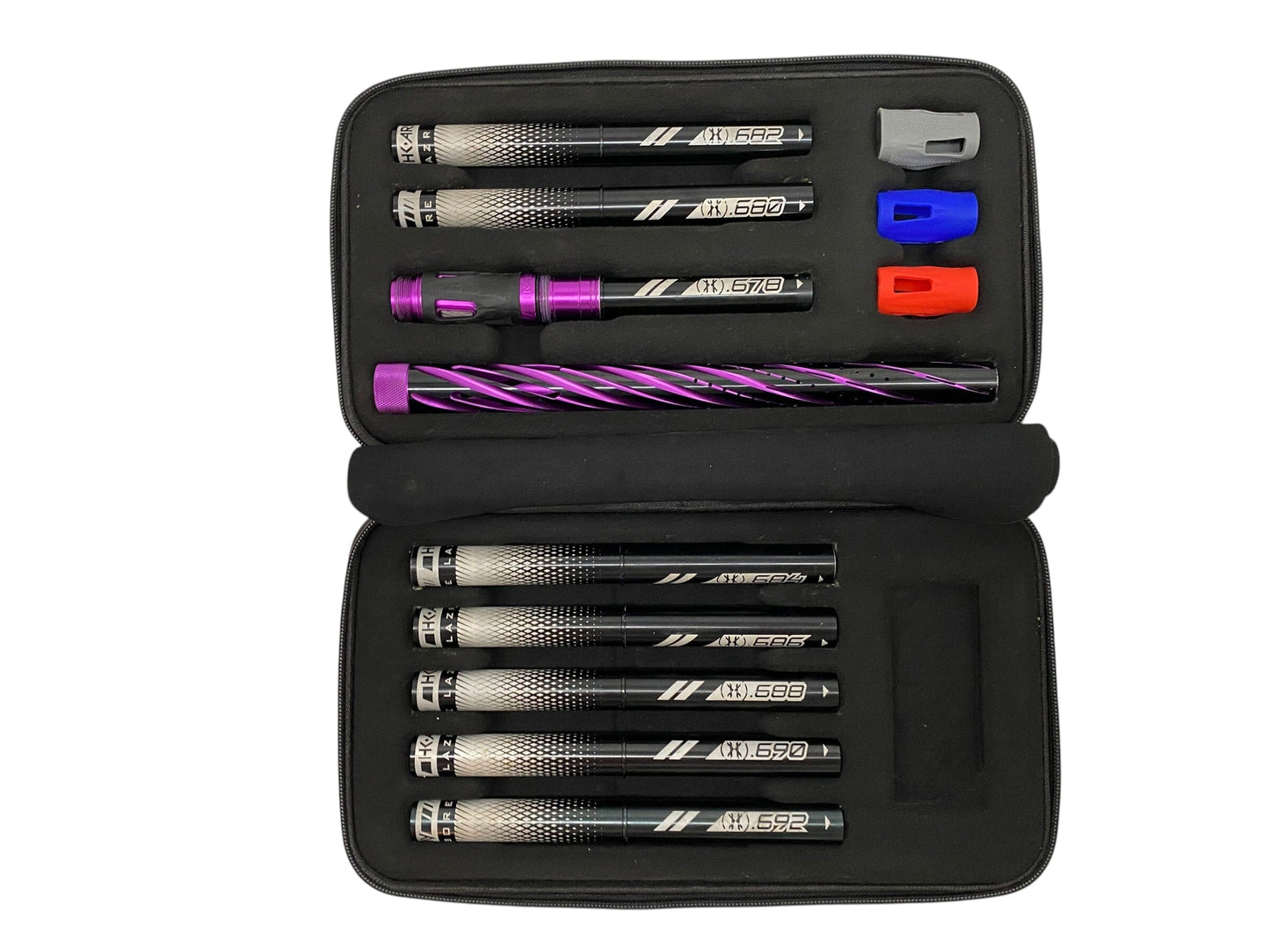 Used HK Army 15" LAZR Elite Orbit Barrel Kit Black Inserts - Purple/Black - Cocker Threads Paintball Gun from CPXBrosPaintball Buy/Sell/Trade Paintball Markers, New Paintball Guns, Paintball Hoppers, Paintball Masks, and Hormesis Headbands