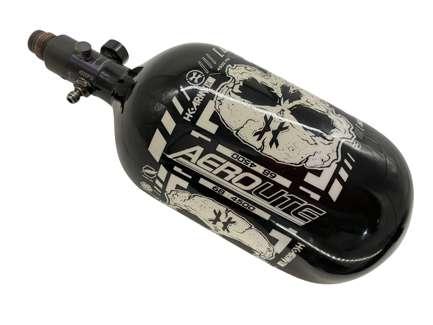 Used HK Army Aerolite "Extra Lite" 68/4500 DOOM Black/White W/ Ninja Reg Paintball Gun from CPXBrosPaintball Buy/Sell/Trade Paintball Markers, New Paintball Guns, Paintball Hoppers, Paintball Masks, and Hormesis Headbands
