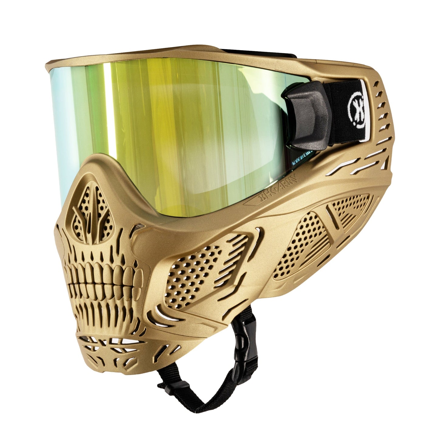 Used HSTL Skull Goggle Metallic Gold w/ Gold Lens Paintball Gun from HK Army Clothing Buy/Sell/Trade Paintball Markers, New Paintball Guns, Paintball Hoppers, Paintball Masks, and Hormesis Headbands