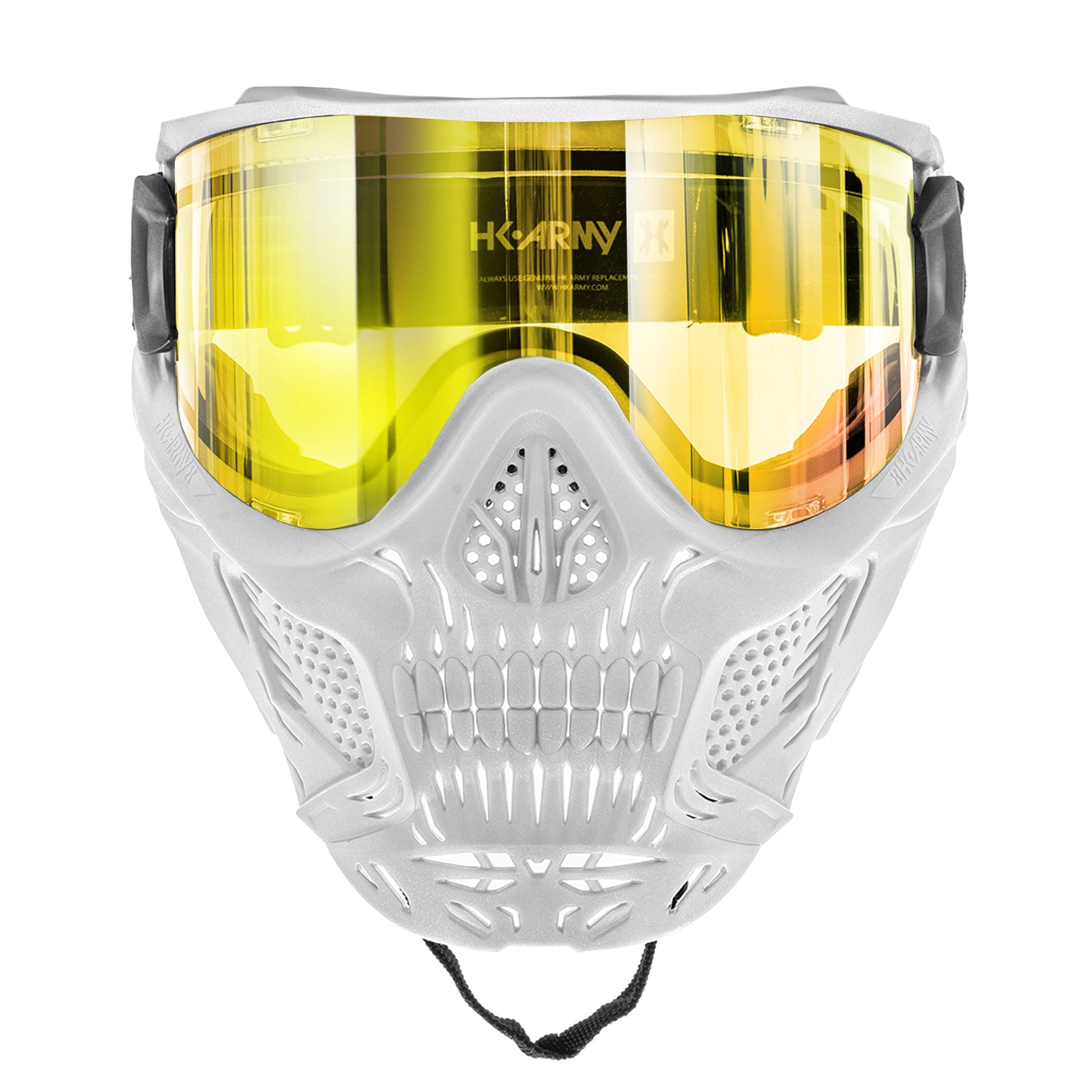 Used HSTL Skull Goggle "Saint" - White w/ Gold Lens Paintball Gun from HK Army Clothing Buy/Sell/Trade Paintball Markers, New Paintball Guns, Paintball Hoppers, Paintball Masks, and Hormesis Headbands