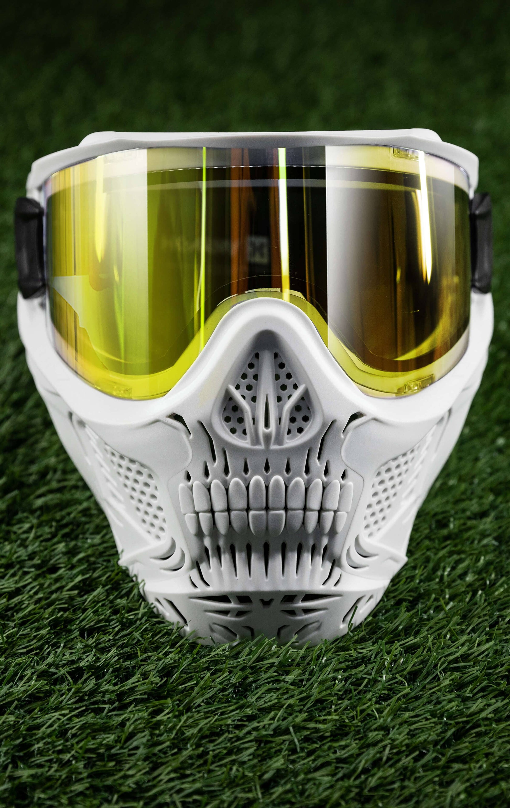 Used HSTL Skull Goggle "Saint" - White w/ Gold Lens Paintball Gun from HK Army Clothing Buy/Sell/Trade Paintball Markers, New Paintball Guns, Paintball Hoppers, Paintball Masks, and Hormesis Headbands