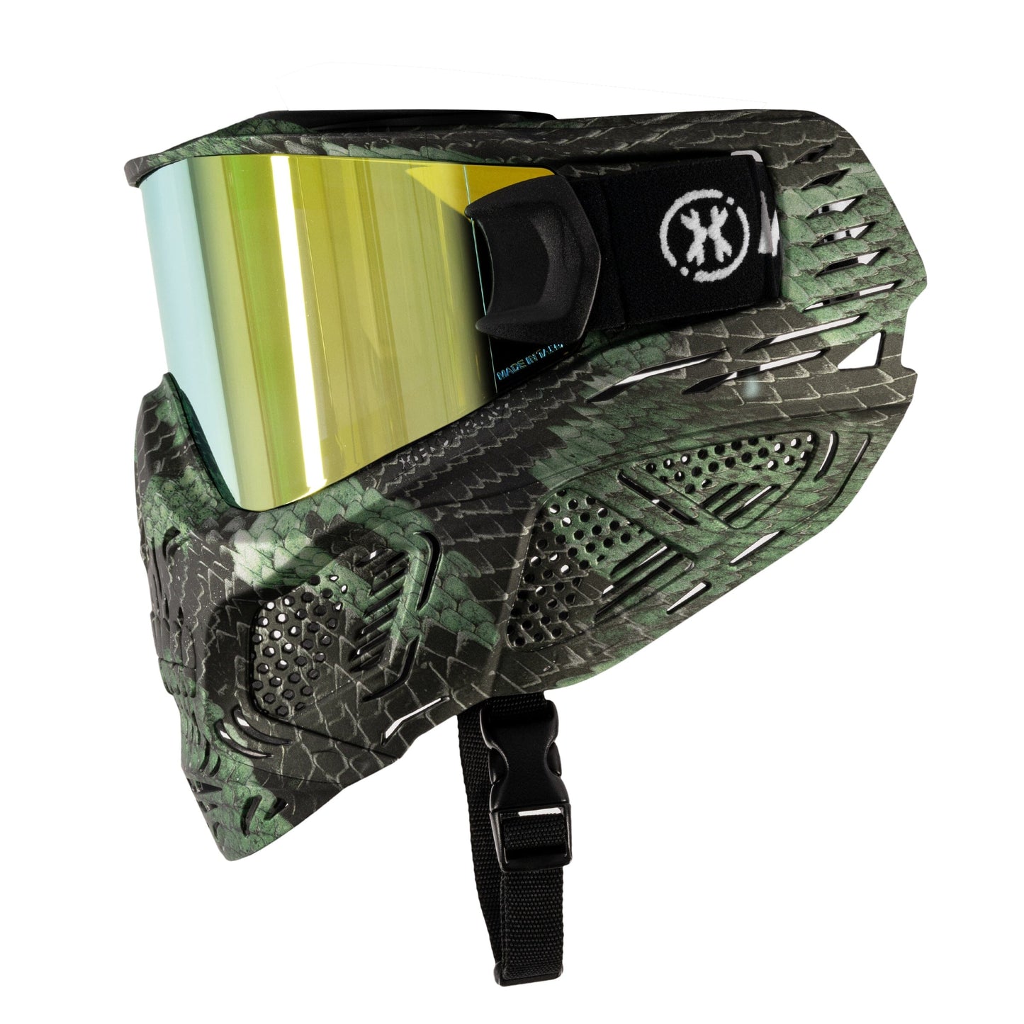 Used HSTL Skull Goggle Snake Green w/ Gold Lens Paintball Gun from HK Army Clothing Buy/Sell/Trade Paintball Markers, New Paintball Guns, Paintball Hoppers, Paintball Masks, and Hormesis Headbands