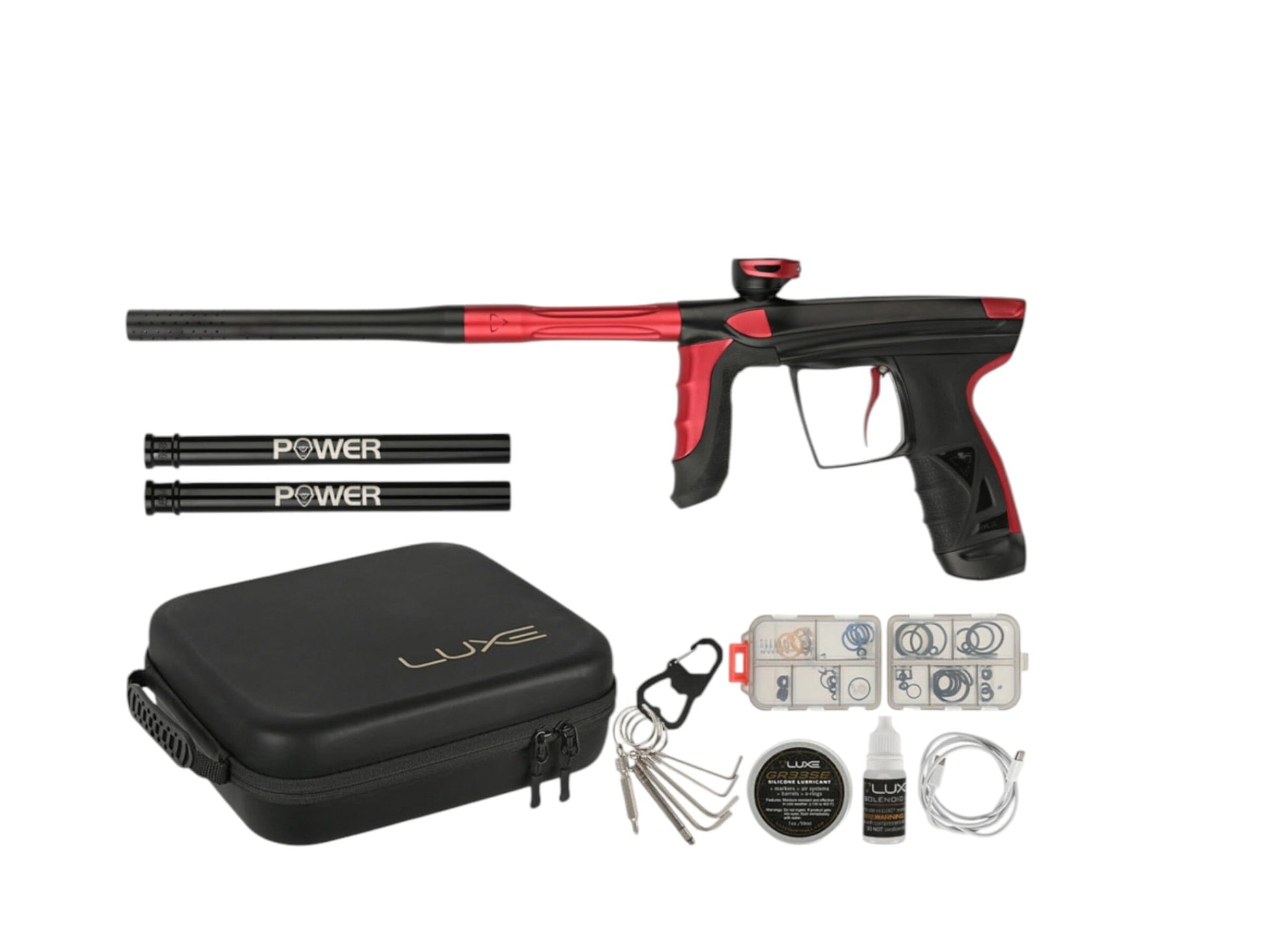 Used IN STOCK NEW DLX LUXE AIRE -Dust Black/Dust Red Paintball Gun from CPXBrosPaintball Buy/Sell/Trade Paintball Markers, New Paintball Guns, Paintball Hoppers, Paintball Masks, and Hormesis Headbands