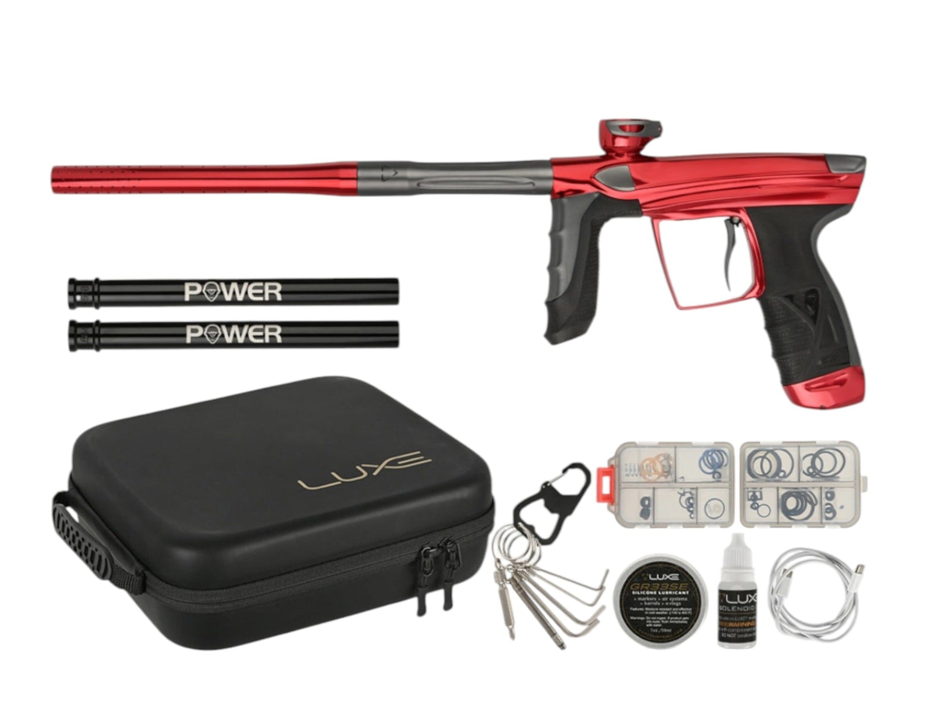 Used IN STOCK NEW DLX LUXE AIRE -Dust Red/Dust Grey Paintball Gun from CPXBrosPaintball Buy/Sell/Trade Paintball Markers, New Paintball Guns, Paintball Hoppers, Paintball Masks, and Hormesis Headbands