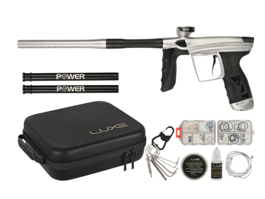 Used IN STOCK NEW DLX LUXE AIRE -Dust Silver/Dust Black Paintball Gun from CPXBrosPaintball Buy/Sell/Trade Paintball Markers, New Paintball Guns, Paintball Hoppers, Paintball Masks, and Hormesis Headbands