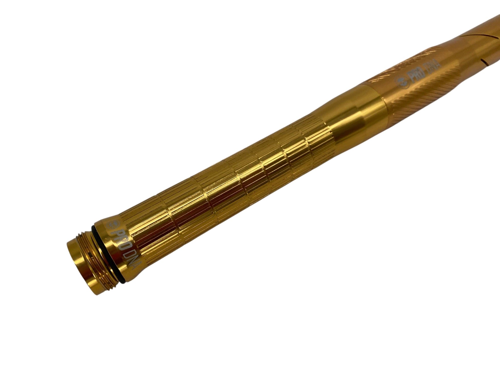 Used Infamous Silencio Power Grip + Silencio S63 Barrel Tip - Double Helix - Gloss Gold Paintball Gun from CPXBrosPaintball Buy/Sell/Trade Paintball Markers, New Paintball Guns, Paintball Hoppers, Paintball Masks, and Hormesis Headbands