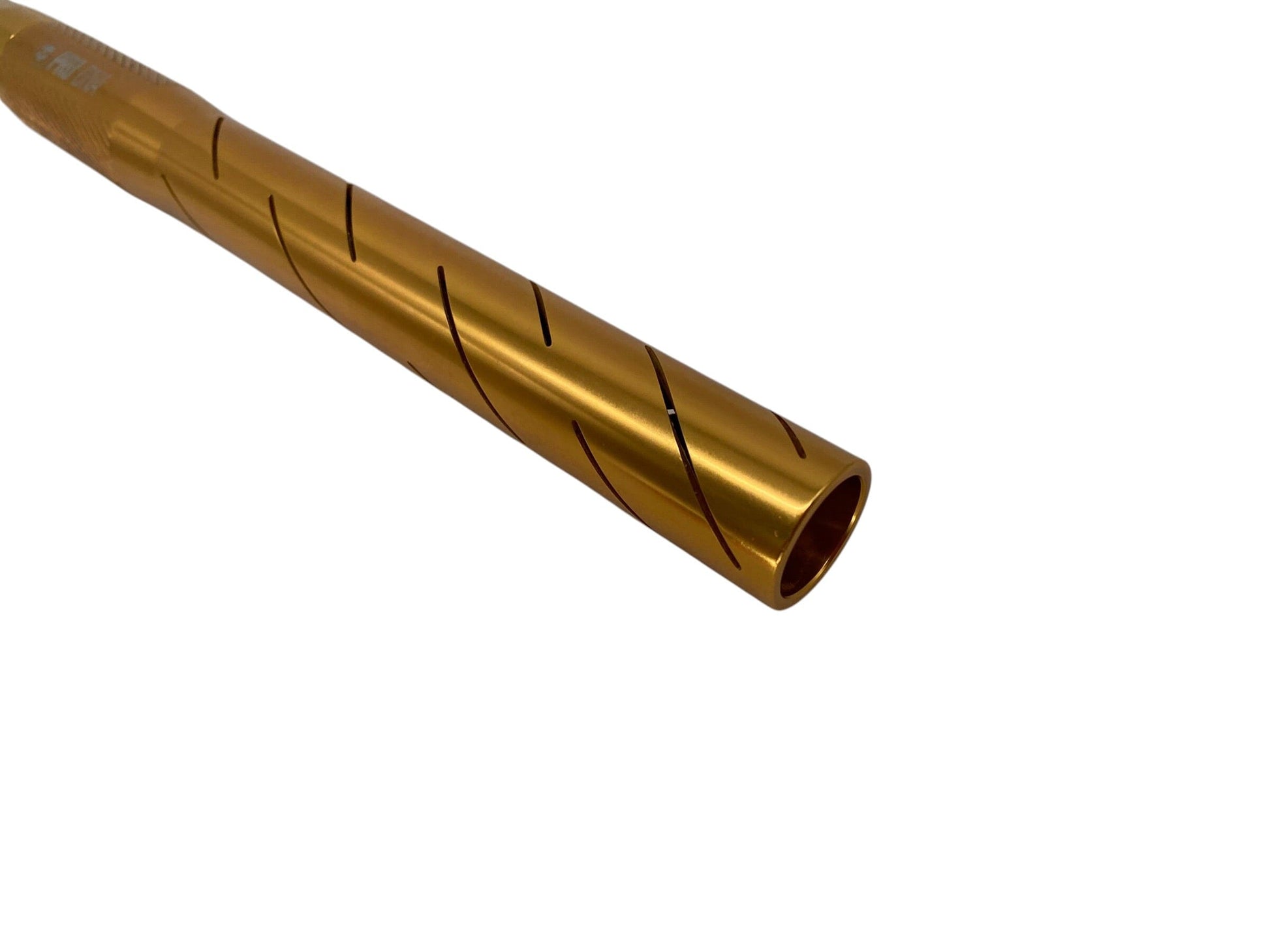 Used Infamous Silencio Power Grip + Silencio S63 Barrel Tip - Double Helix - Gloss Gold Paintball Gun from CPXBrosPaintball Buy/Sell/Trade Paintball Markers, New Paintball Guns, Paintball Hoppers, Paintball Masks, and Hormesis Headbands